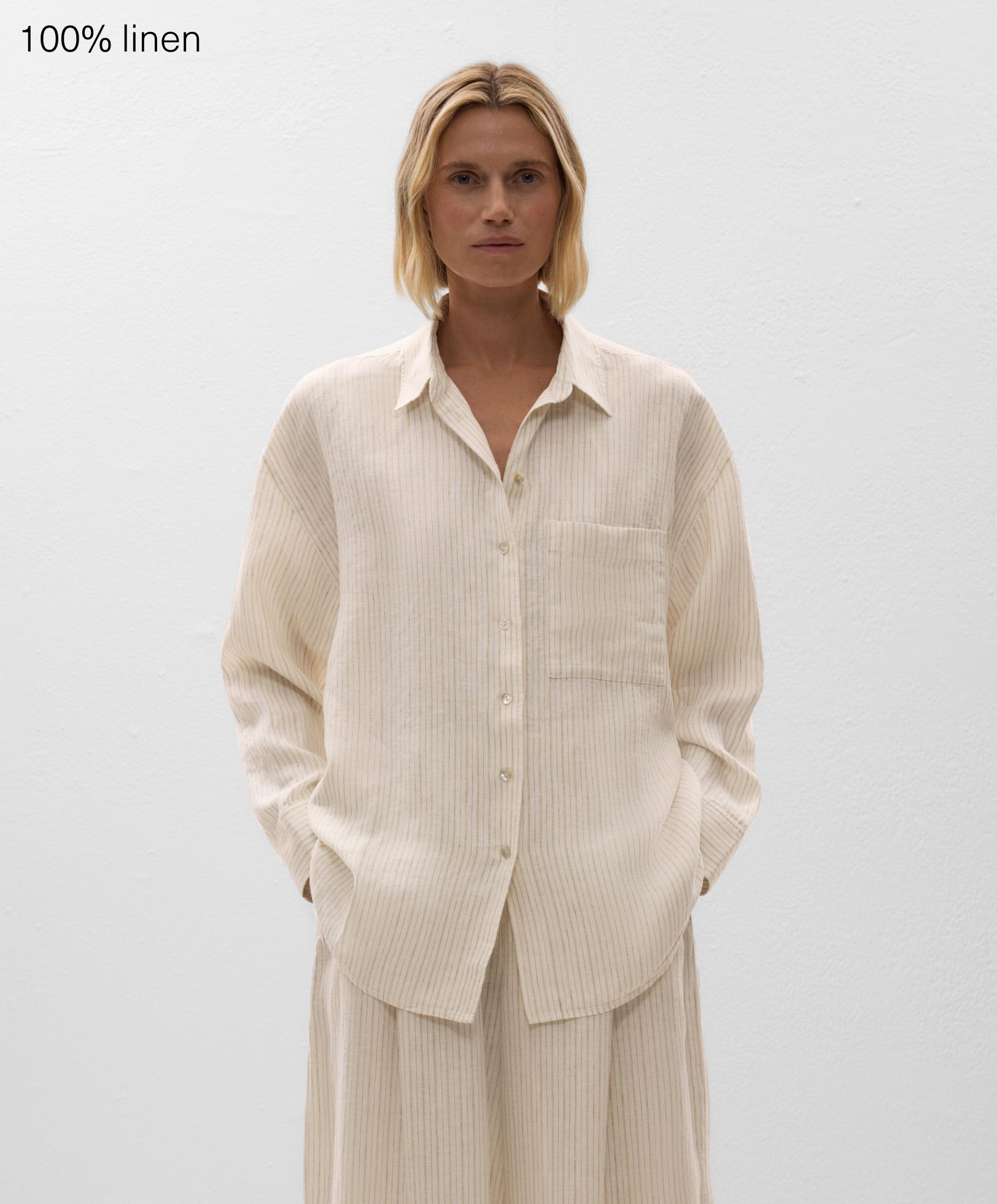 Camicia a righe relaxed 100% lino Camicia a righe relaxed 100% lino