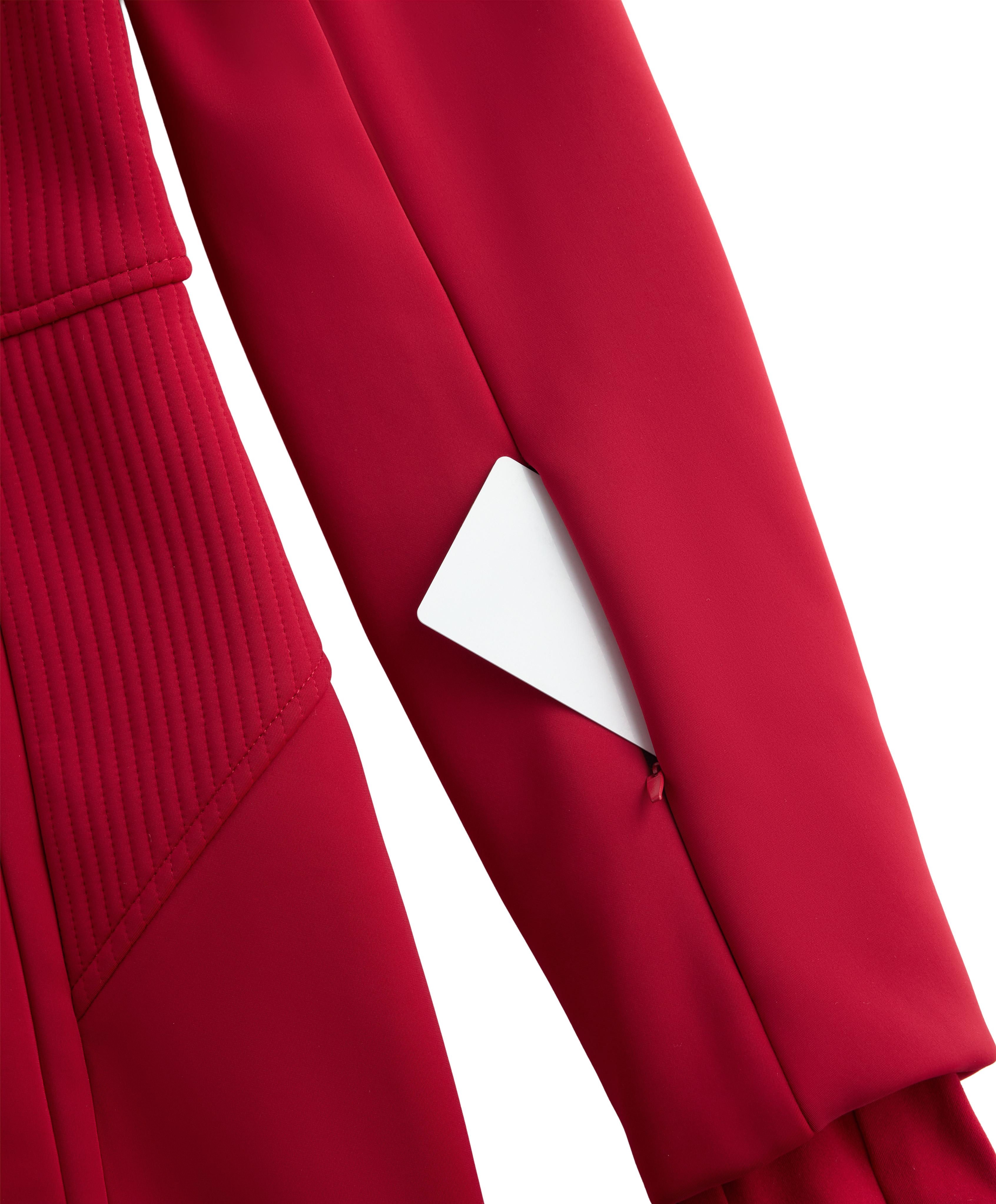 Water-resistant fitted stretch SKI jumpsuit — RED