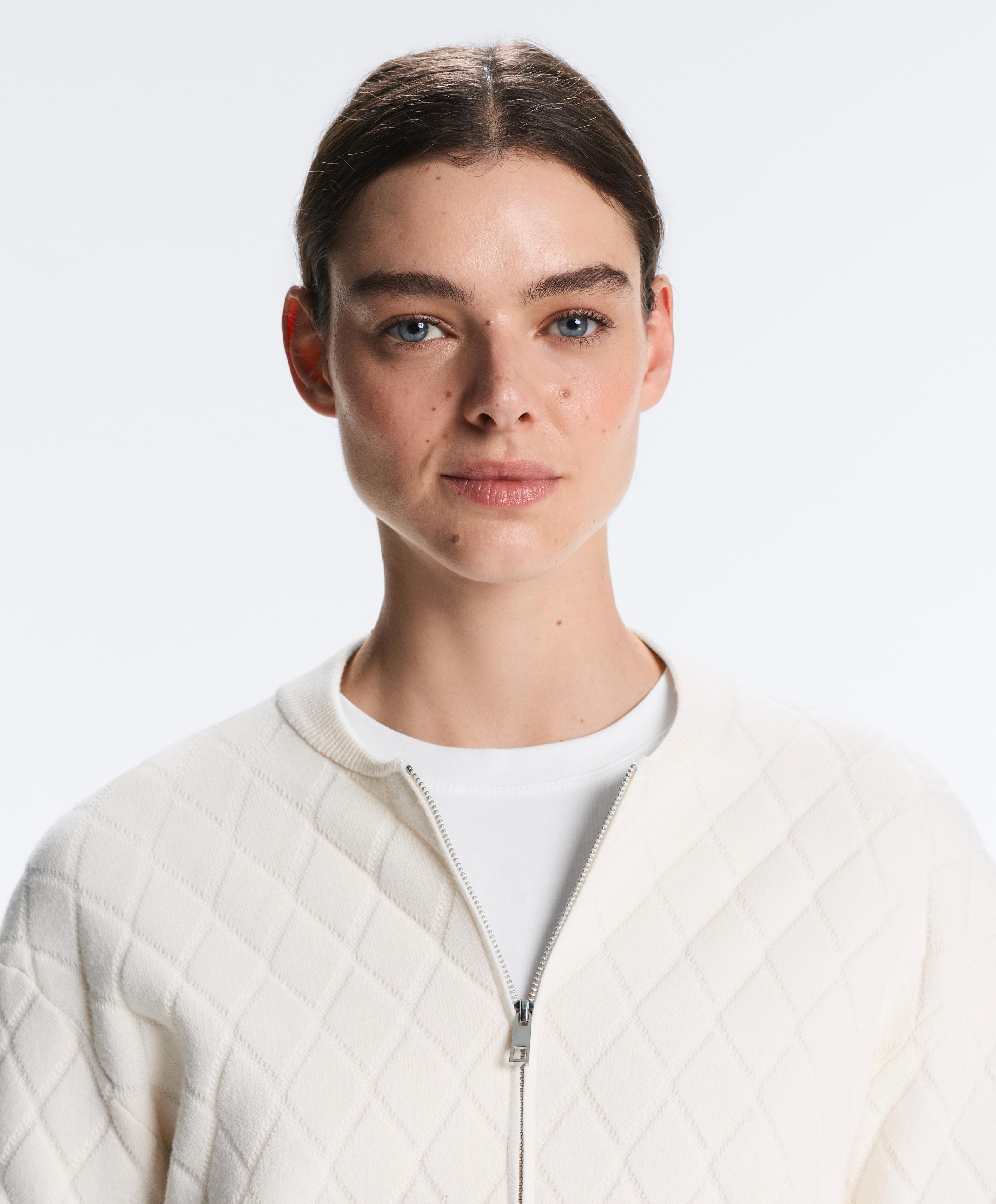 Argyle knit jacket — PALE ECRU