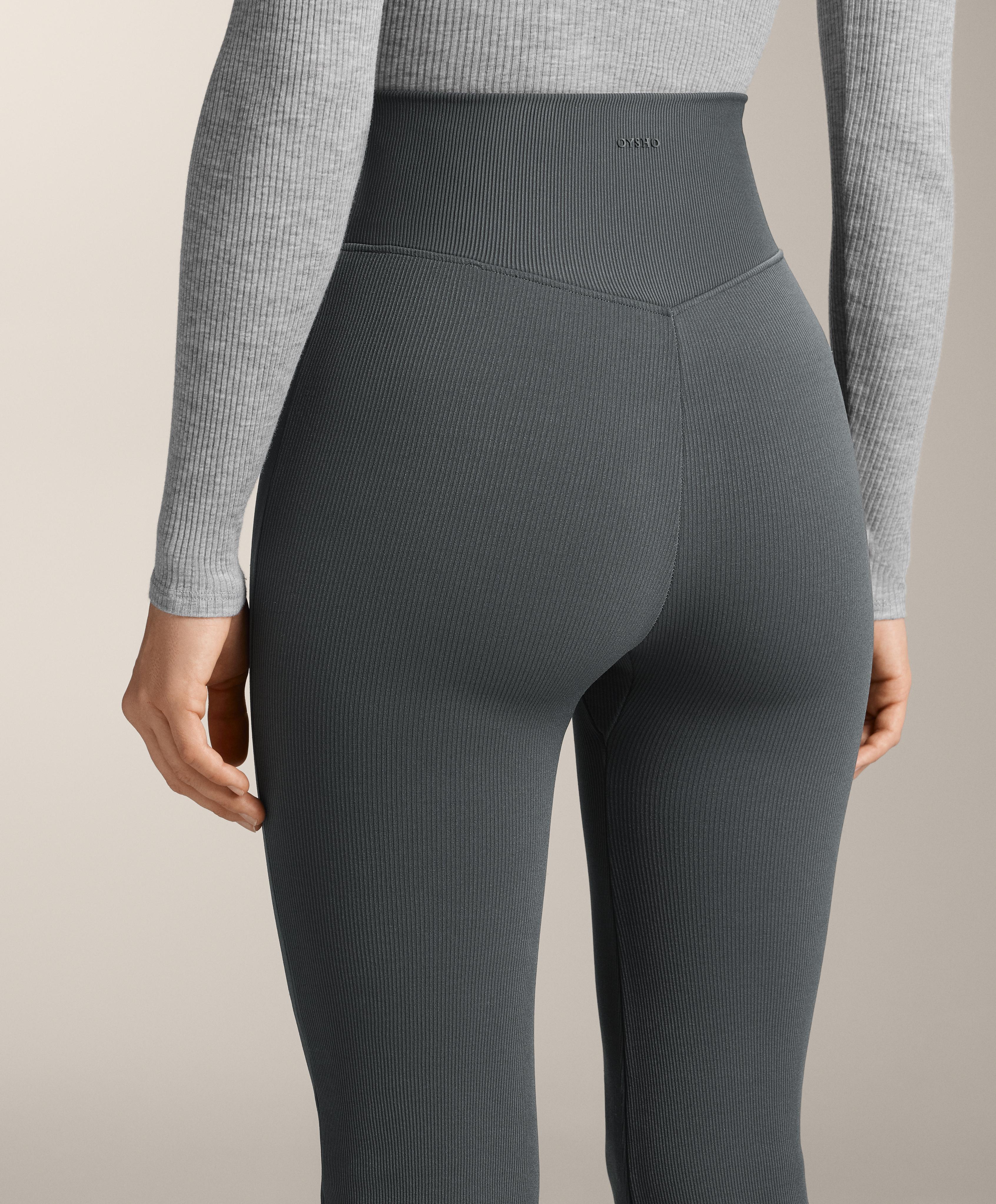 Super High Rise seamless extra warm rib flare trousers — ANTHRACITE GREY