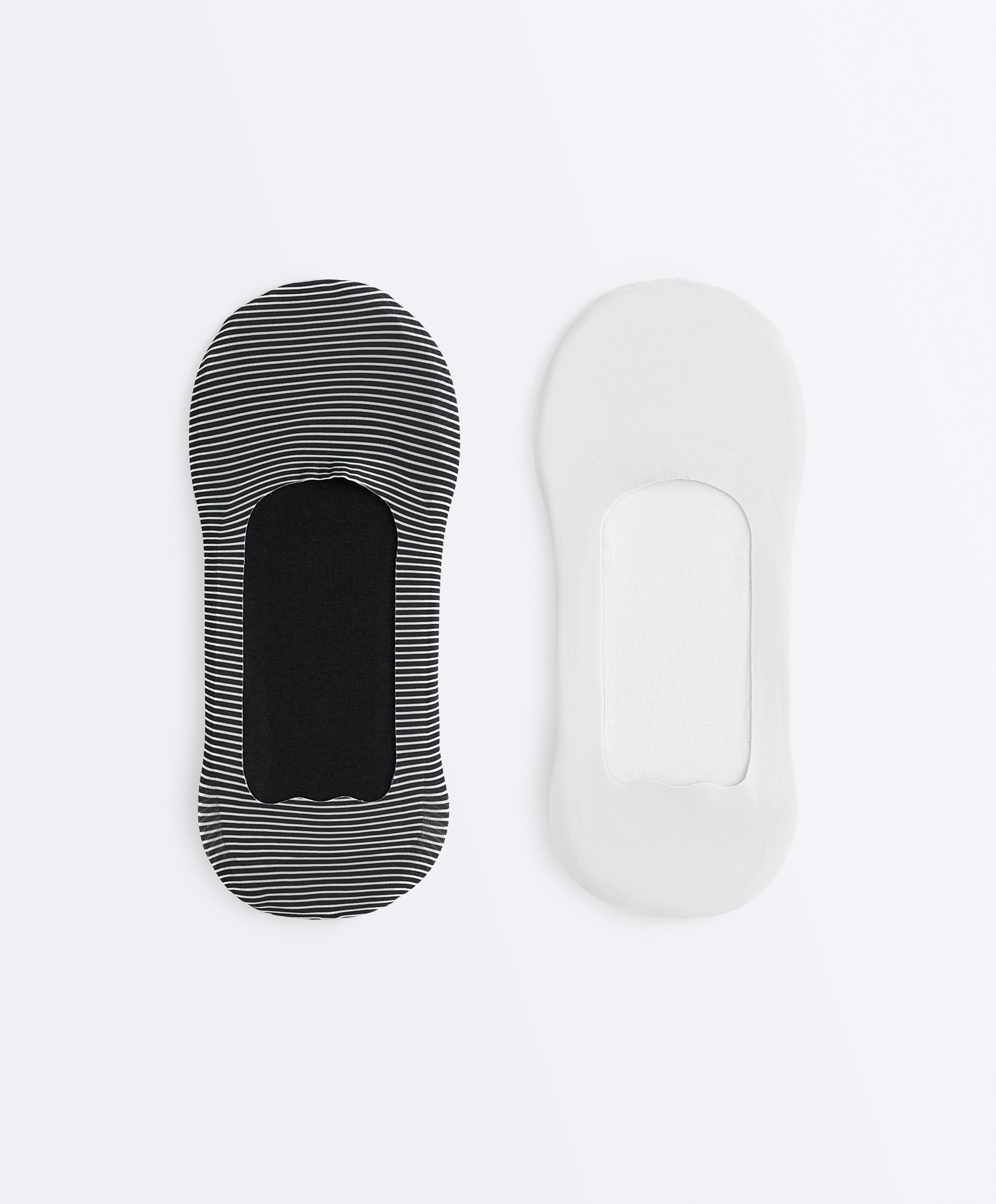 2-pack medium-cut invisible microfibre socks — DARK GREY