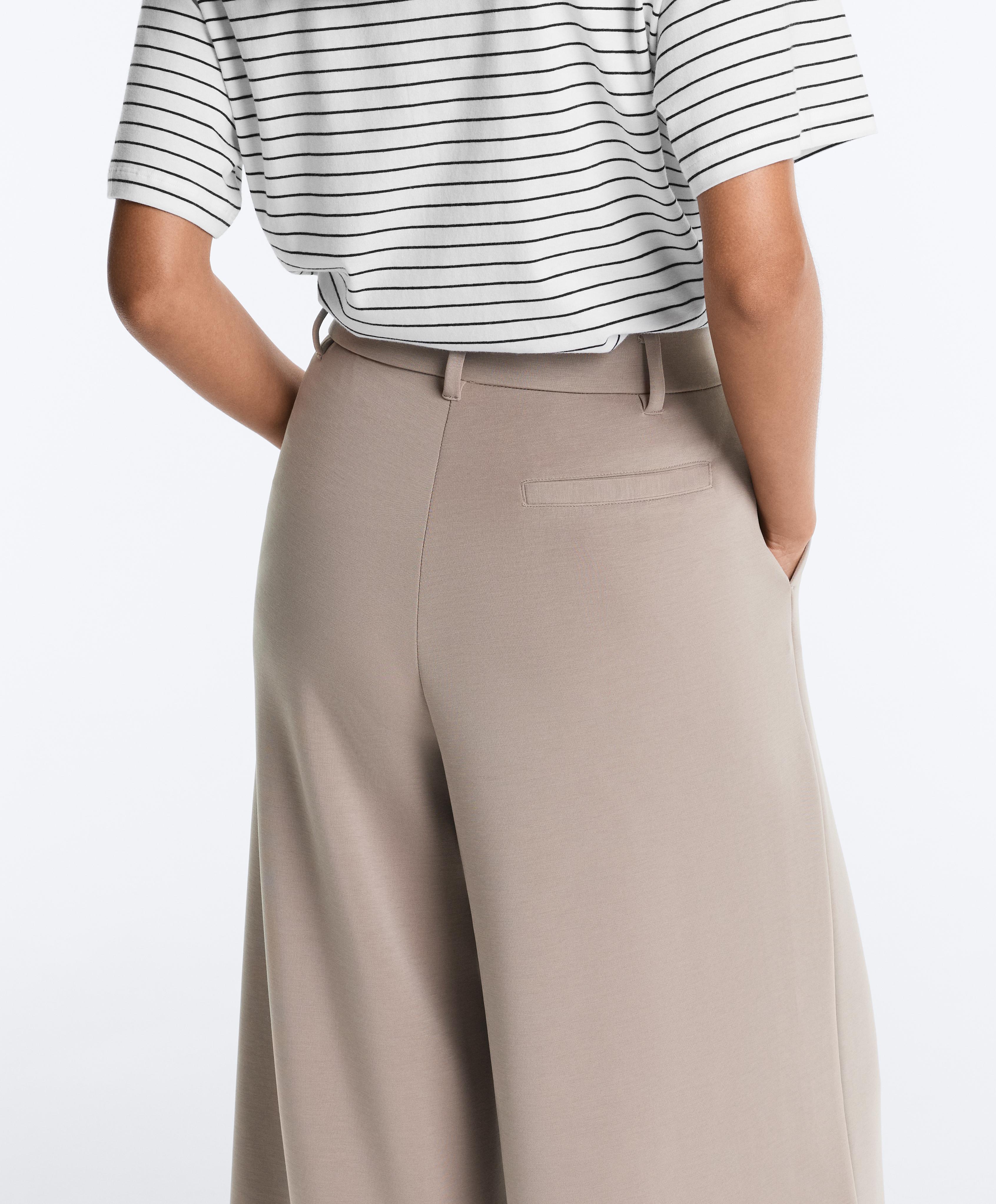 Soft-touch wide-leg crop trousers with modal and pleats