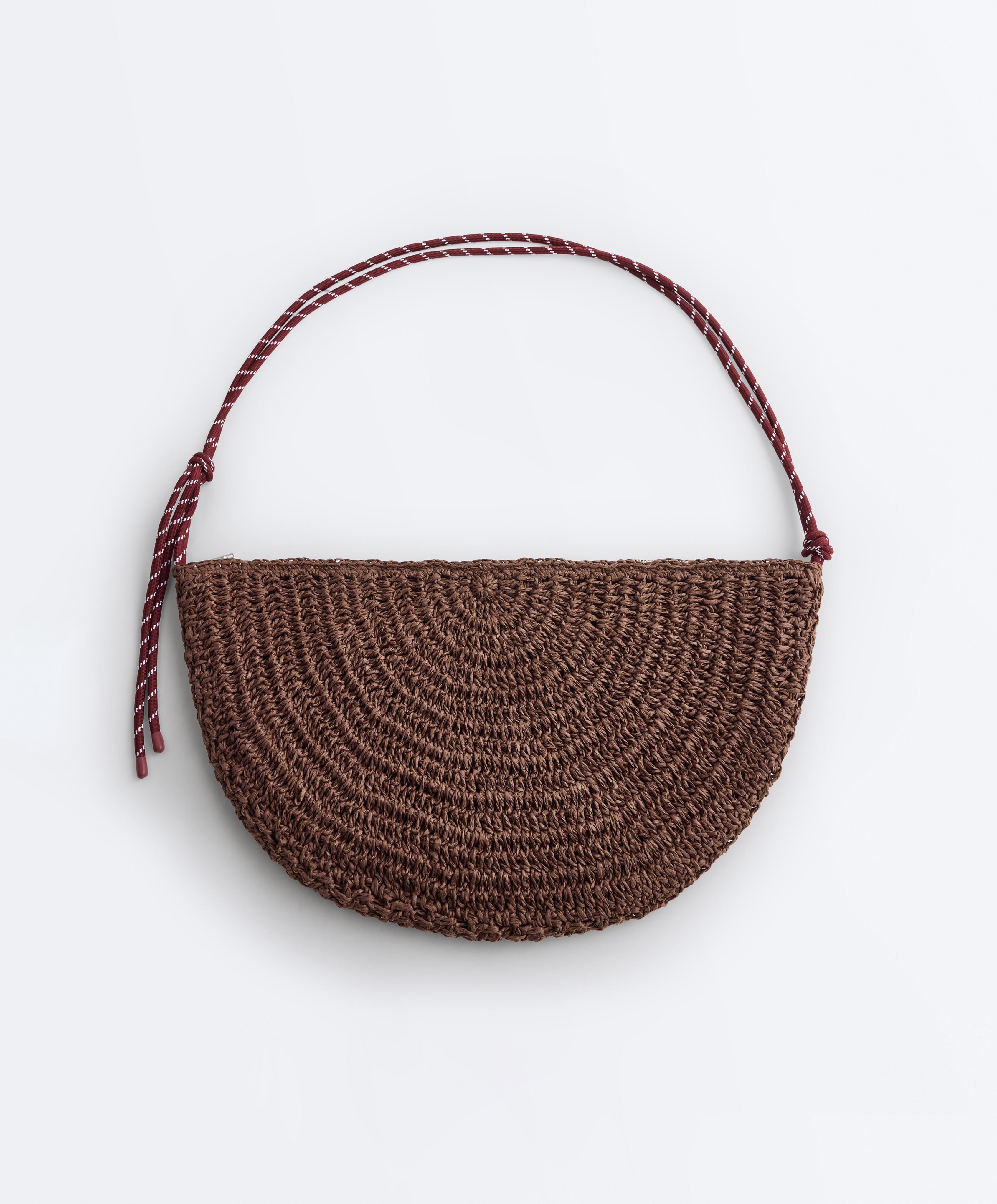 Large raffia-effect bag — BROWN