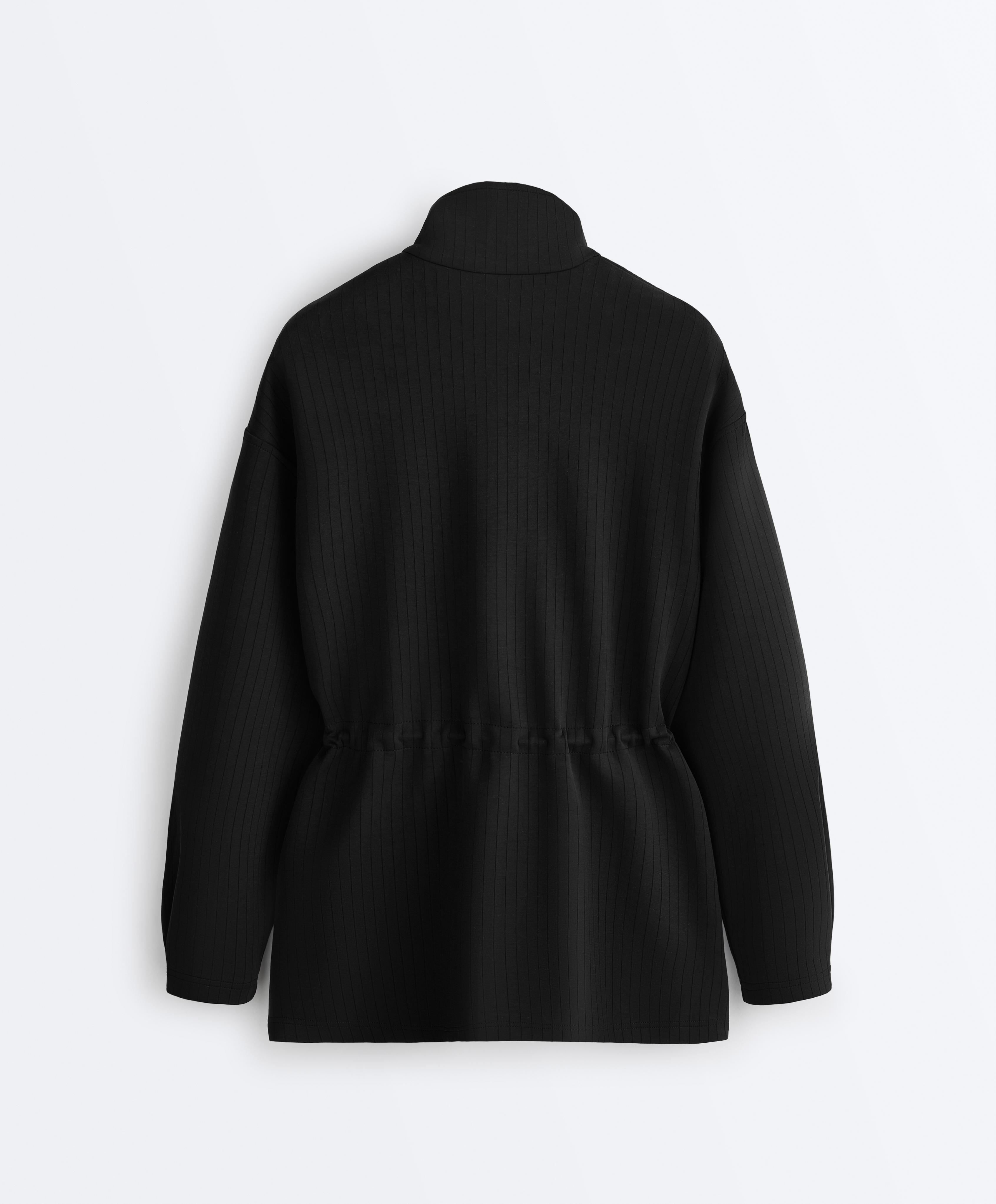 Long Utility jacket with soft-touch modal — BLACK