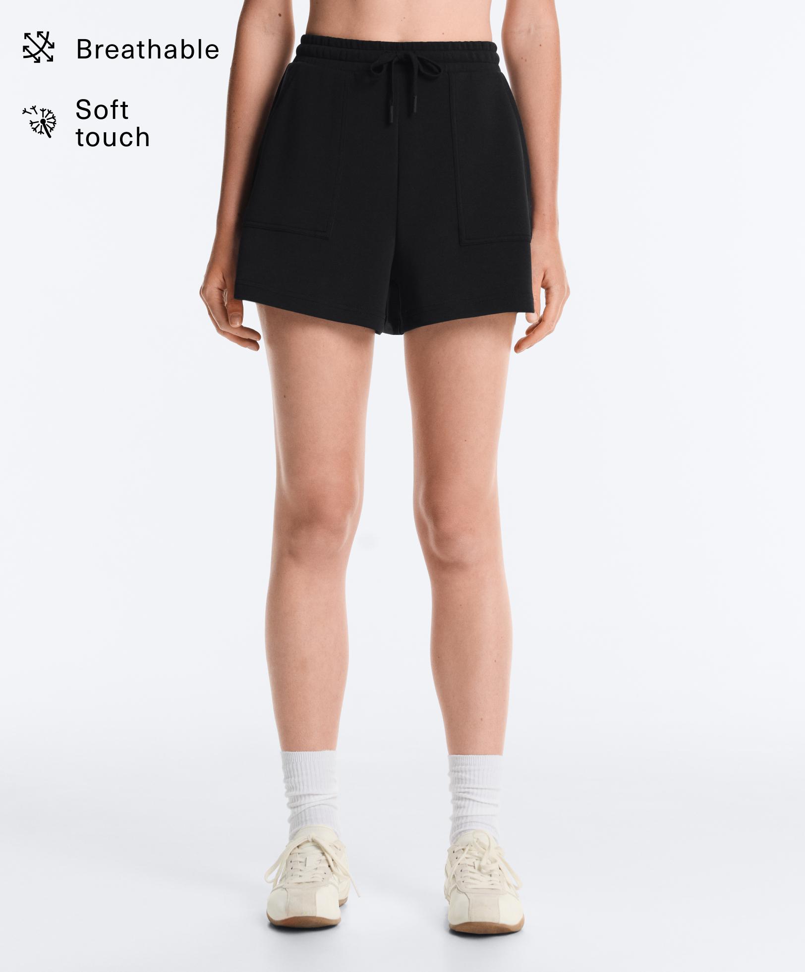 Soft-touch modal shorts — BLACK