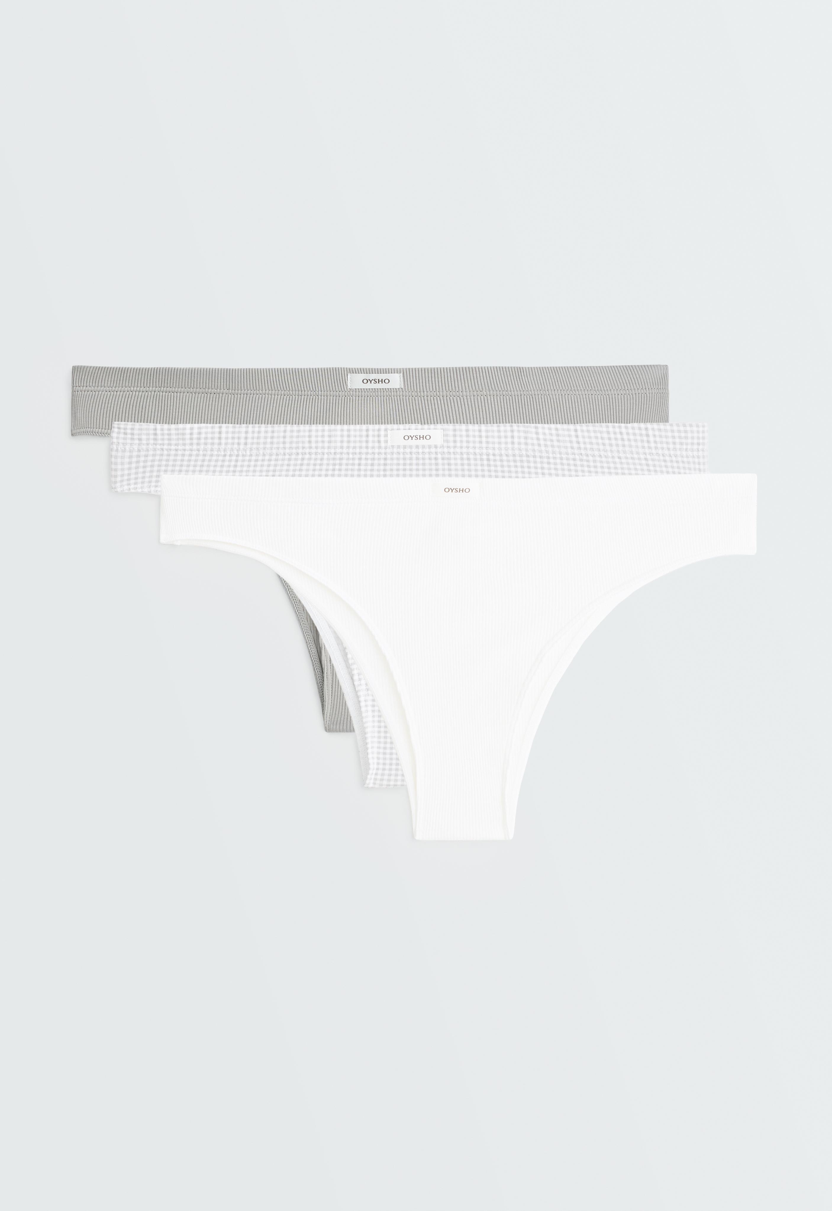 3 cotton blend Brazilian briefs — PALE GREY