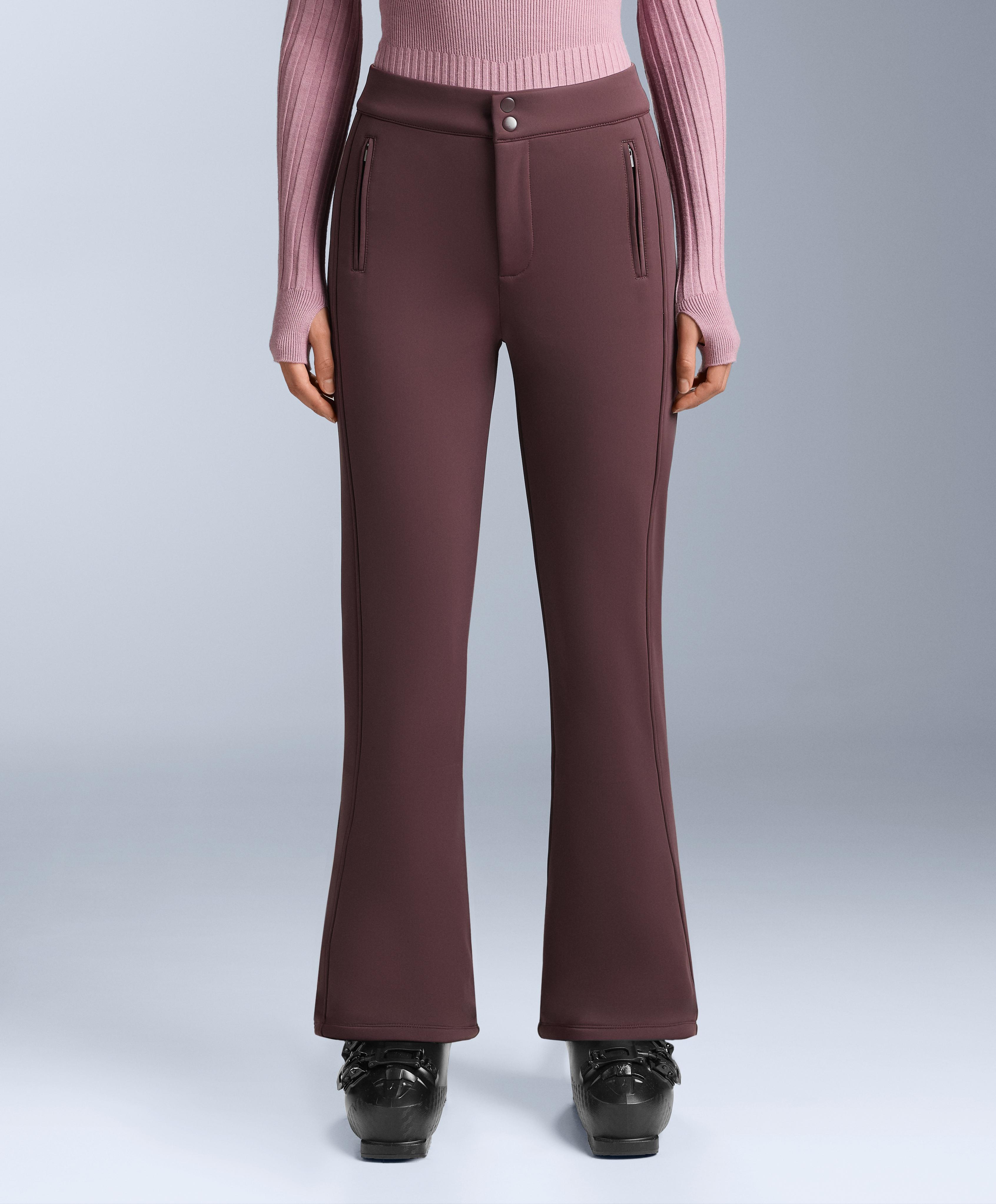 Water-resistant flare stretch SKI trousers — DARK WINE RED