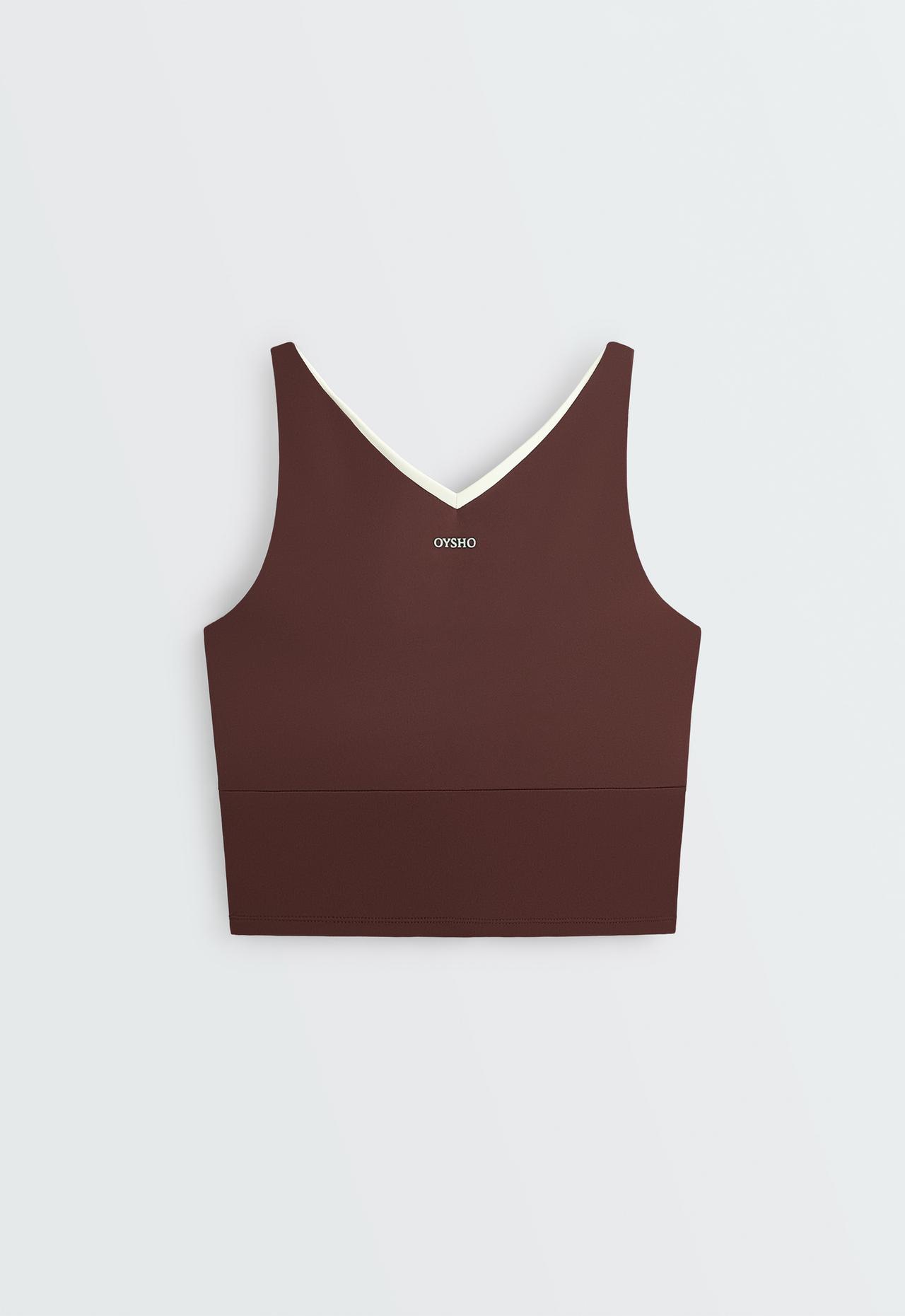 Comfortlux strap tank top V-neck — CHOCOLATE