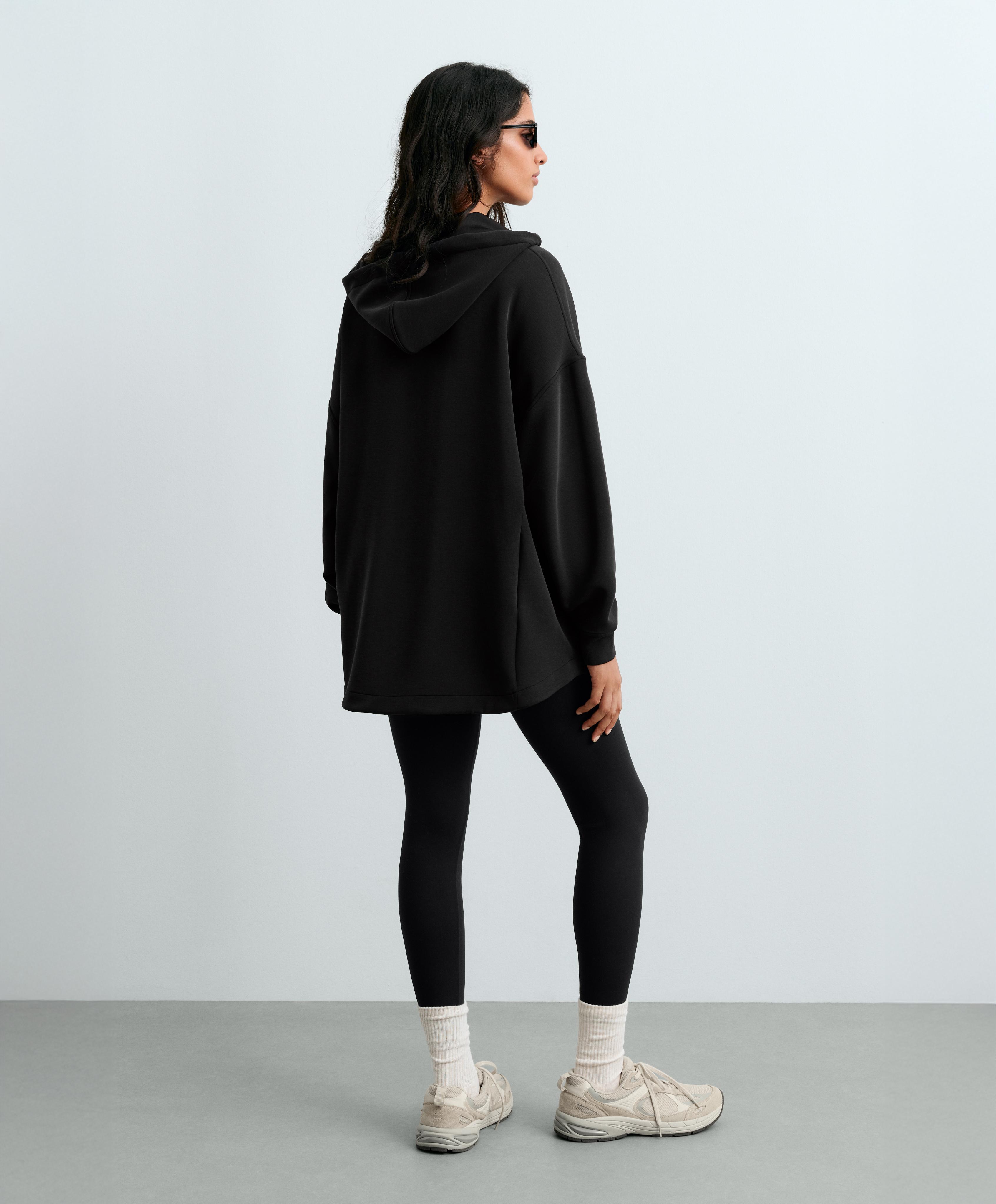 Long soft touch jacket with modal — BLACK
