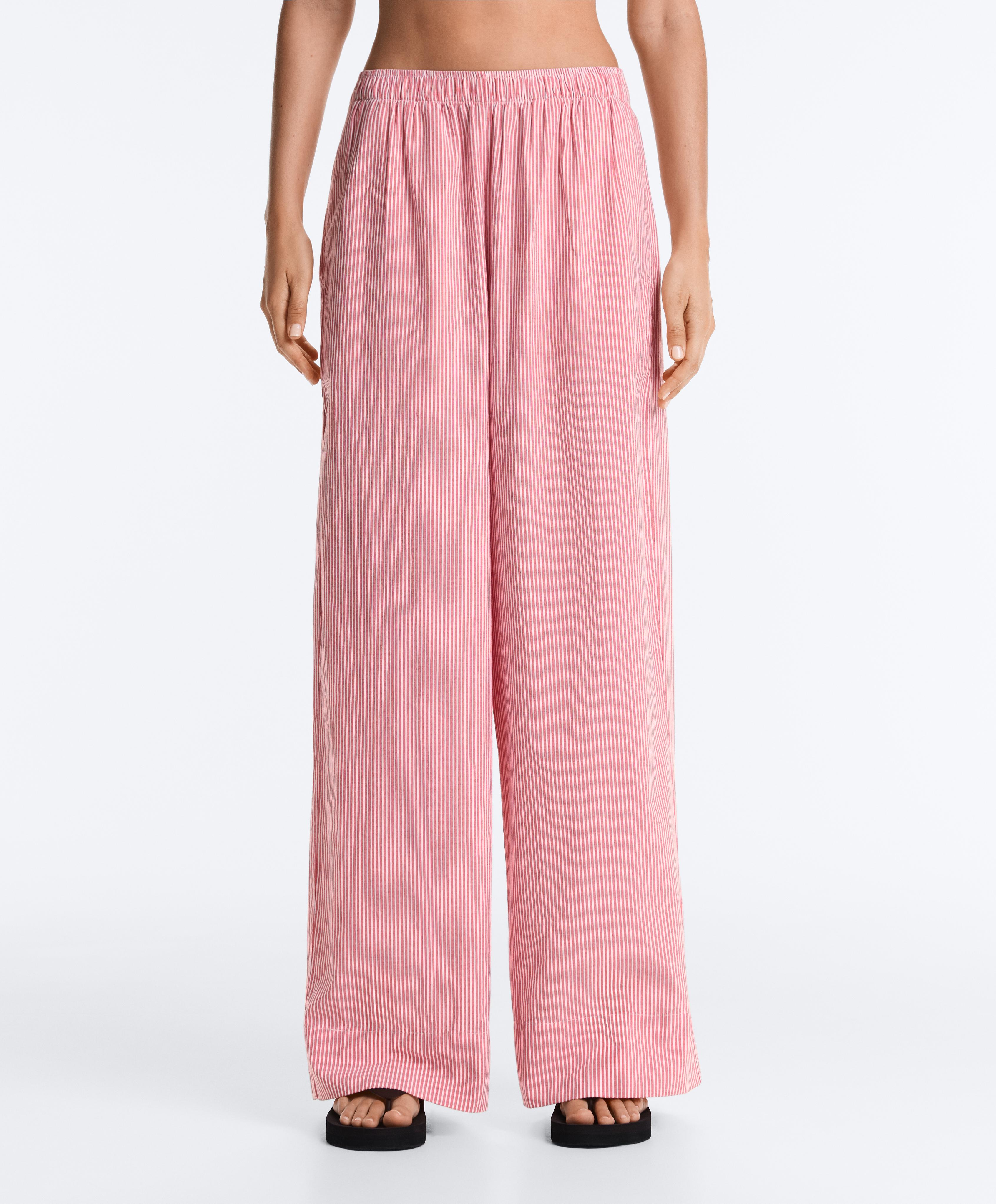 Pantalón recto 100% algodón estampado rayas