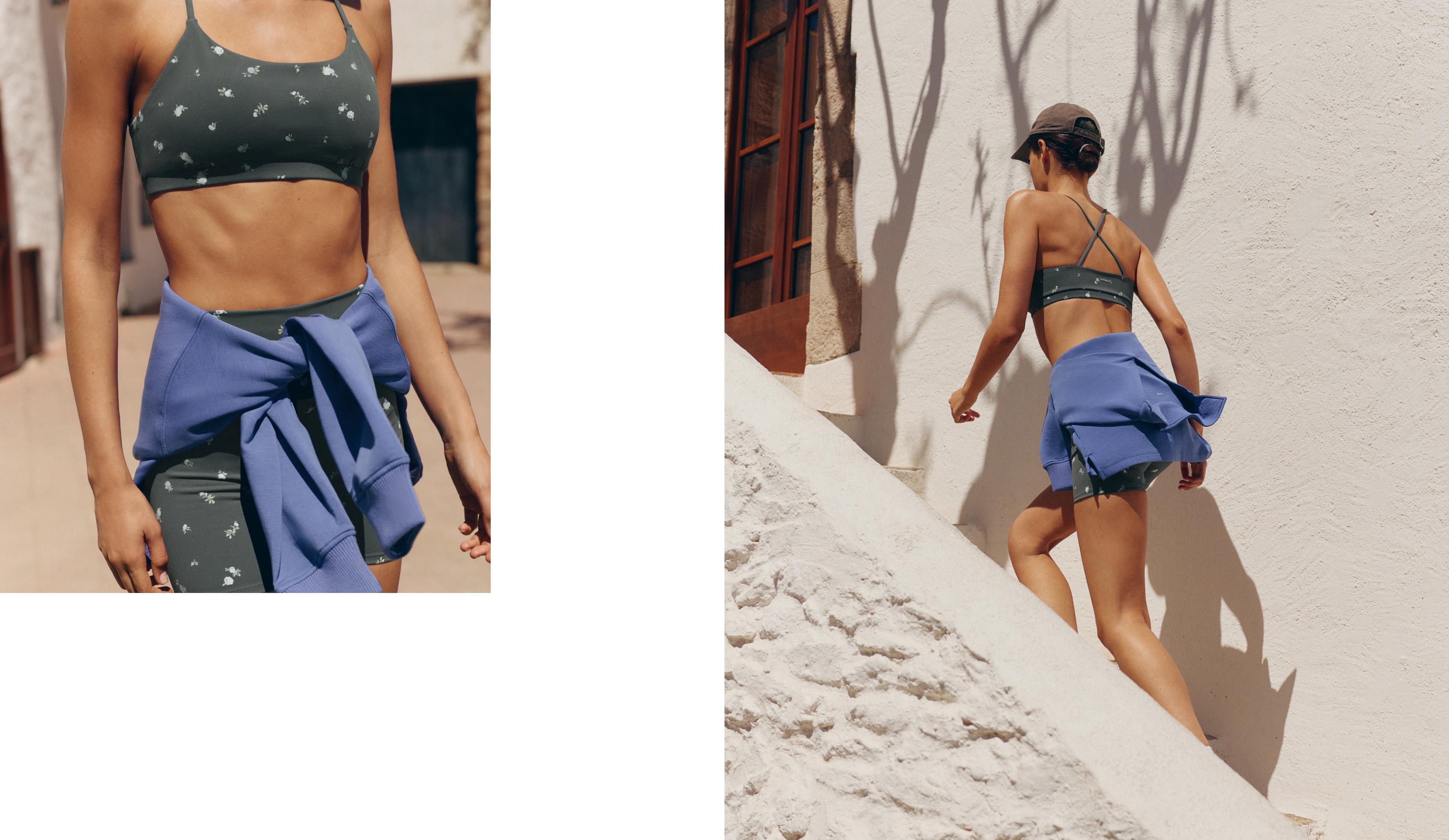Evermove low-support floral sports bra — STEEL GREY
