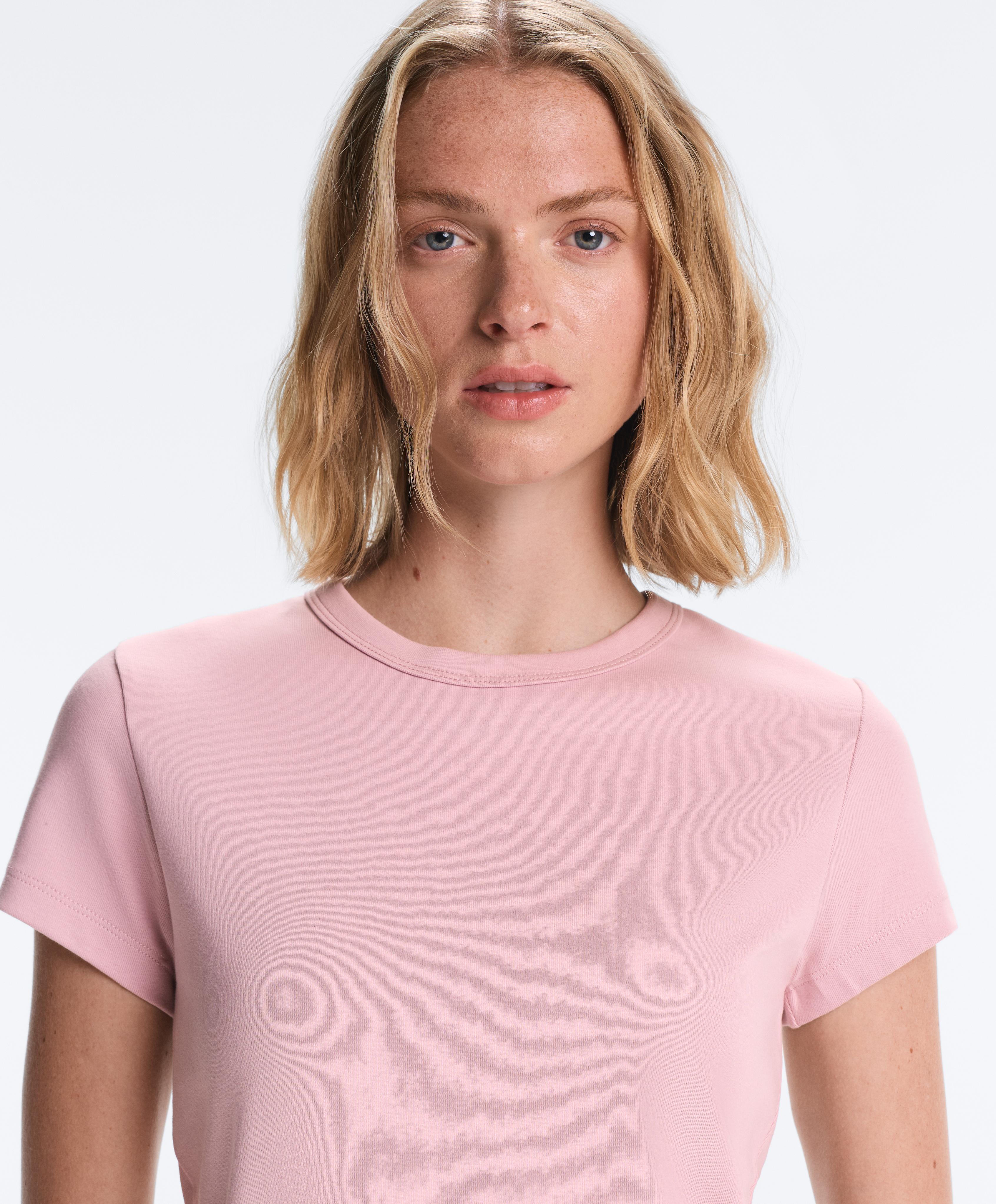 Fitted rib cotton blend T-shirt