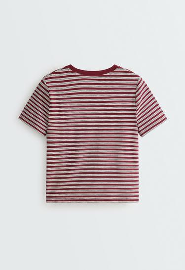 Regular short sleeve cotton blend T-shirt — BURGUNDY 6