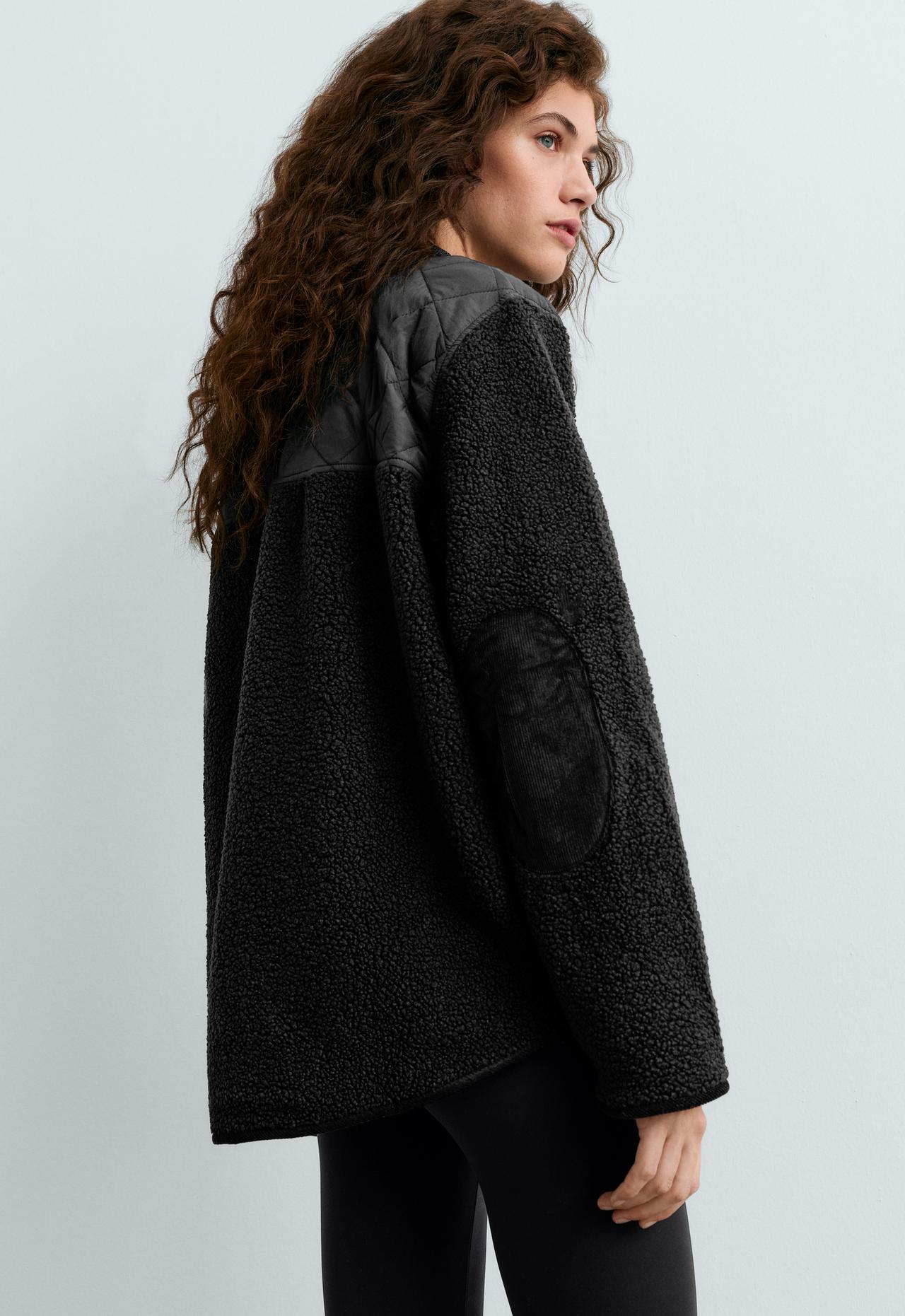 Combined faux-shearling jacket — BLACK