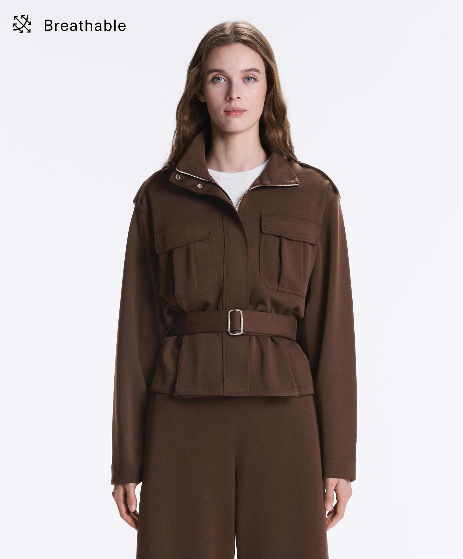 Κοντή ζακέτα Utility πικέ με ζώνη