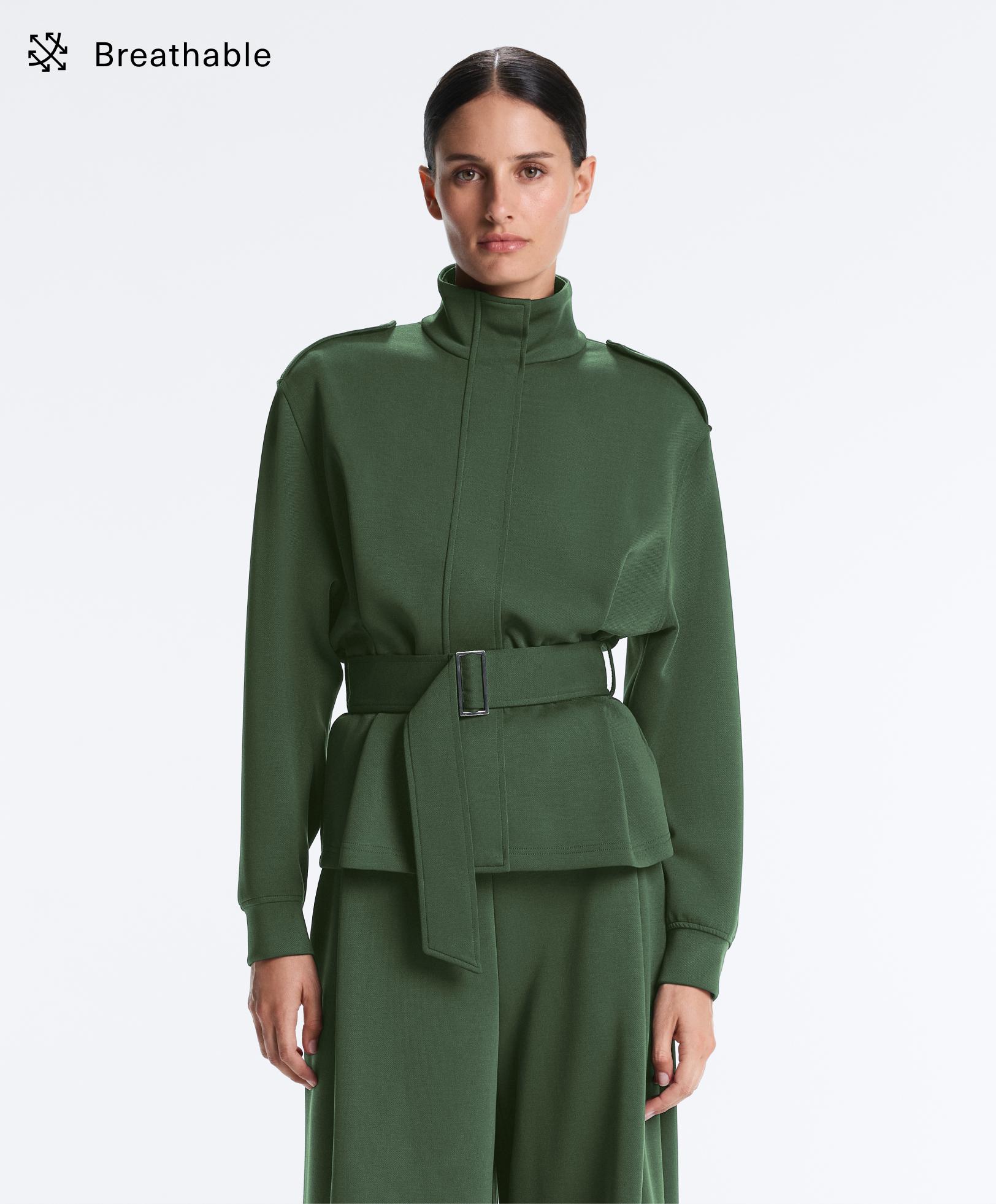 Utility-jacke mit gürtel aus twill