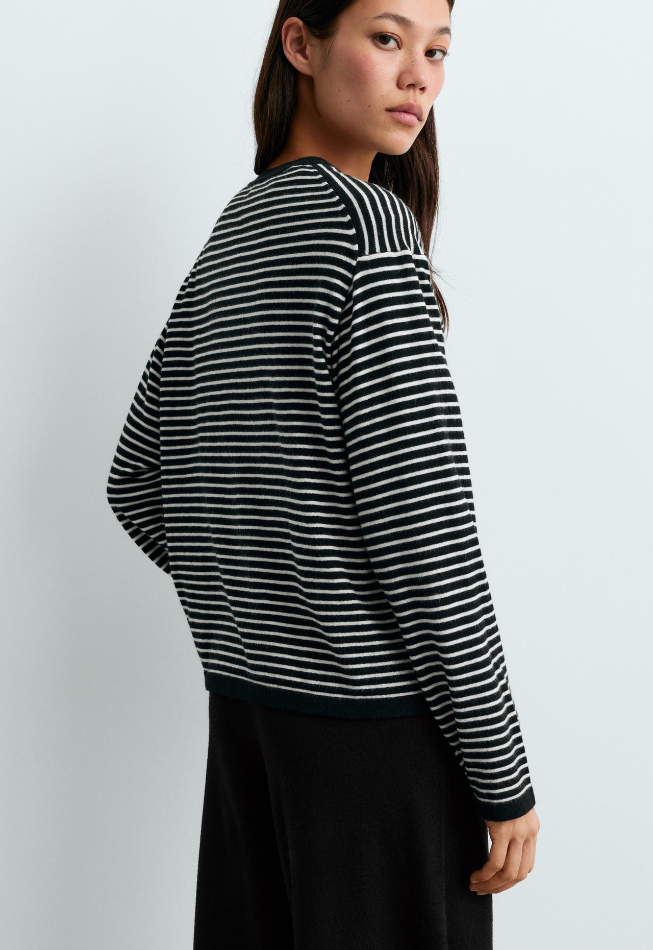 Fine striped knit jumper — BLACK