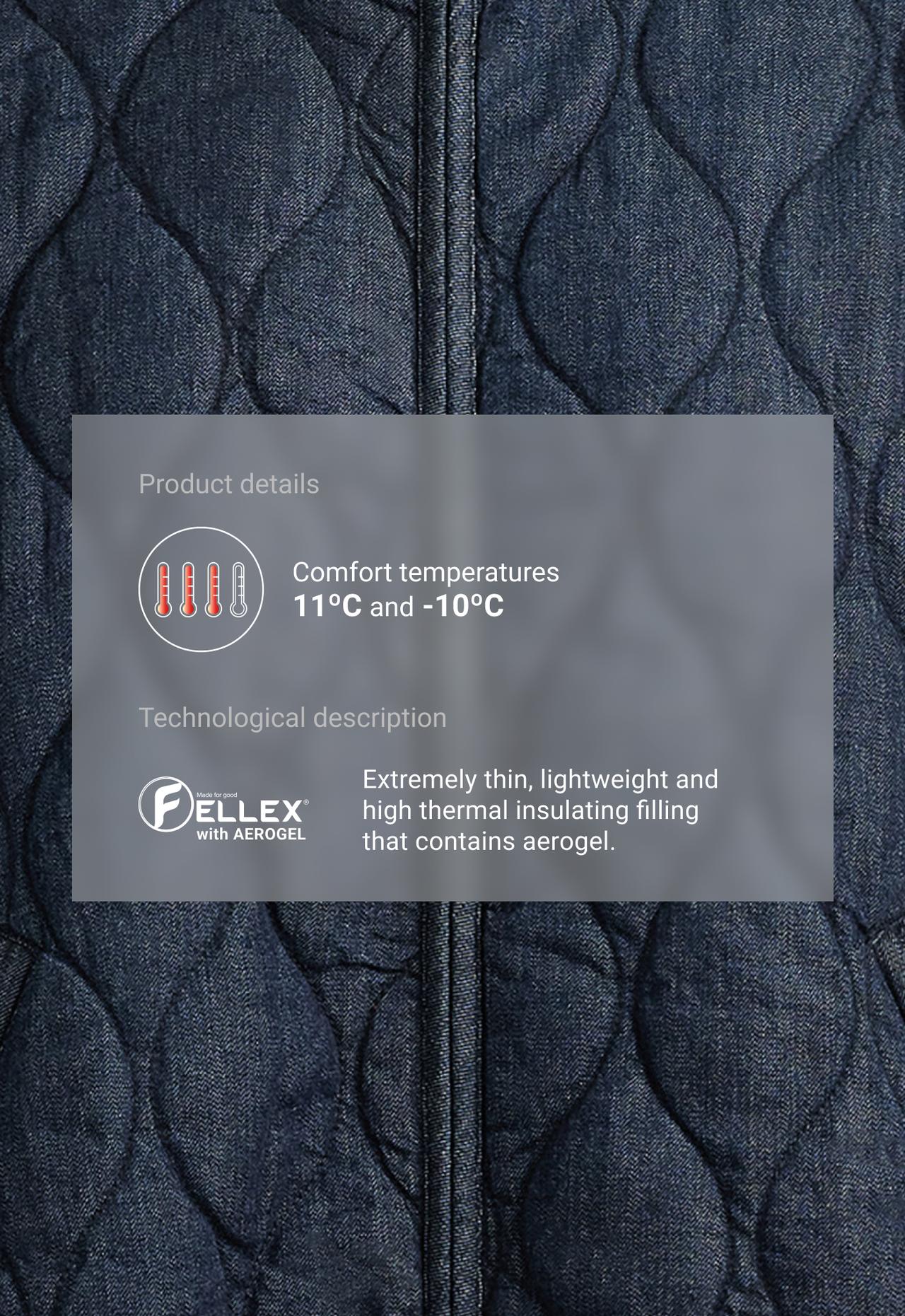 FELLEX® AEROGEL denim-effect boxy padded jacket — MID DENIM