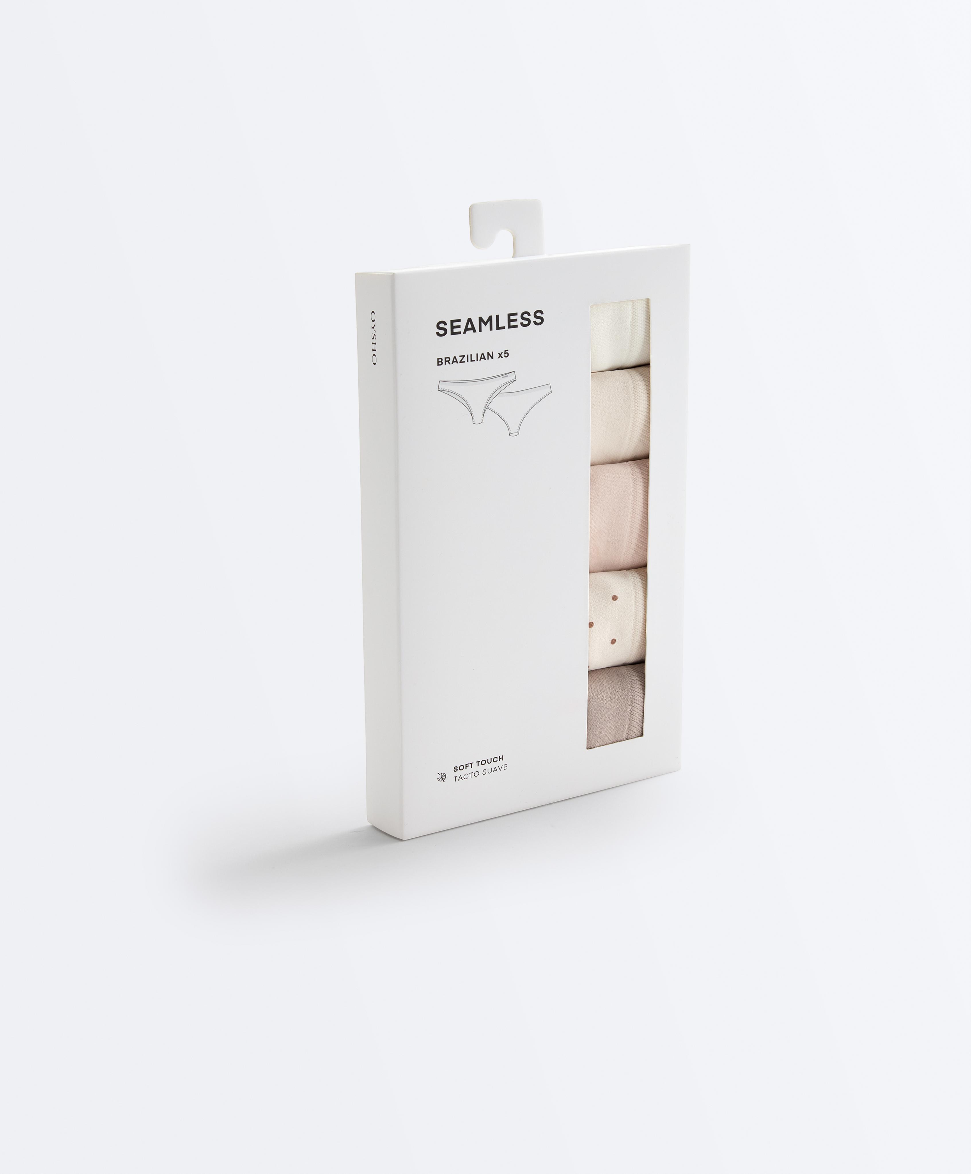 5 seamless soft-touch Brazilian briefs — MINK