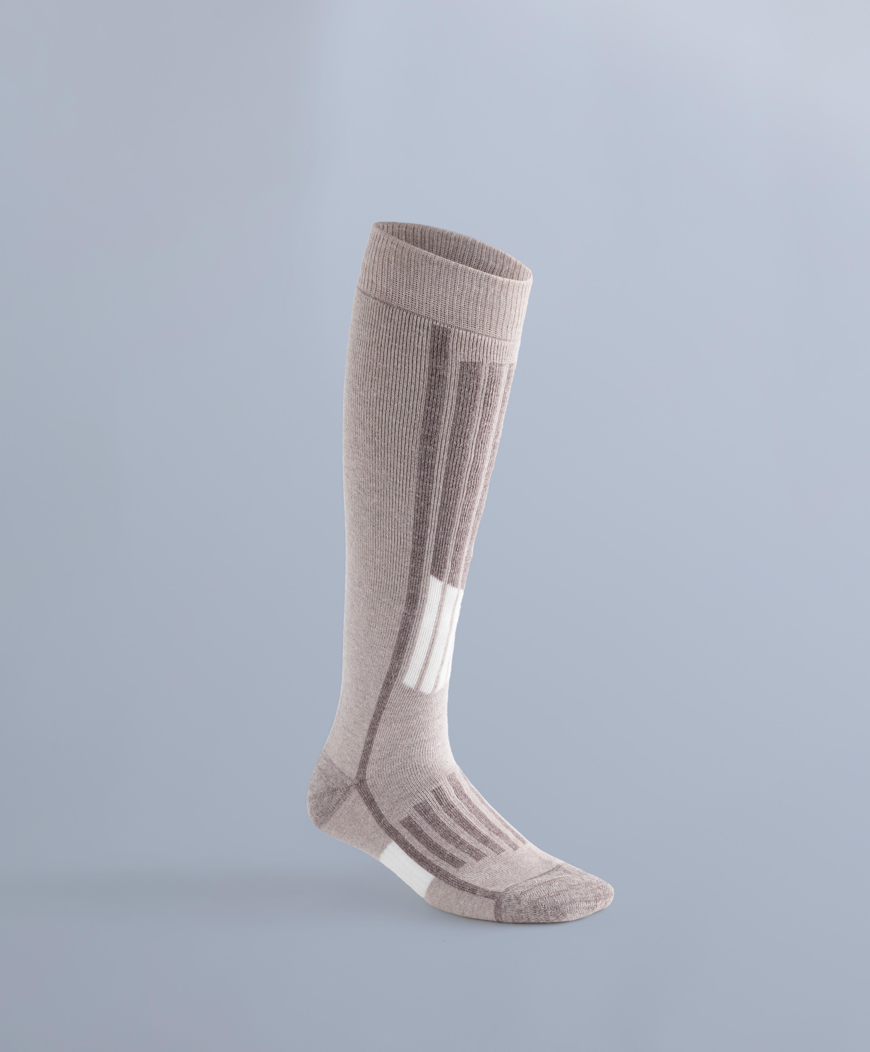 Primaloft® yarn WOOLMARK® wool blend long ski socks — DARK TAUPE (alternate view)