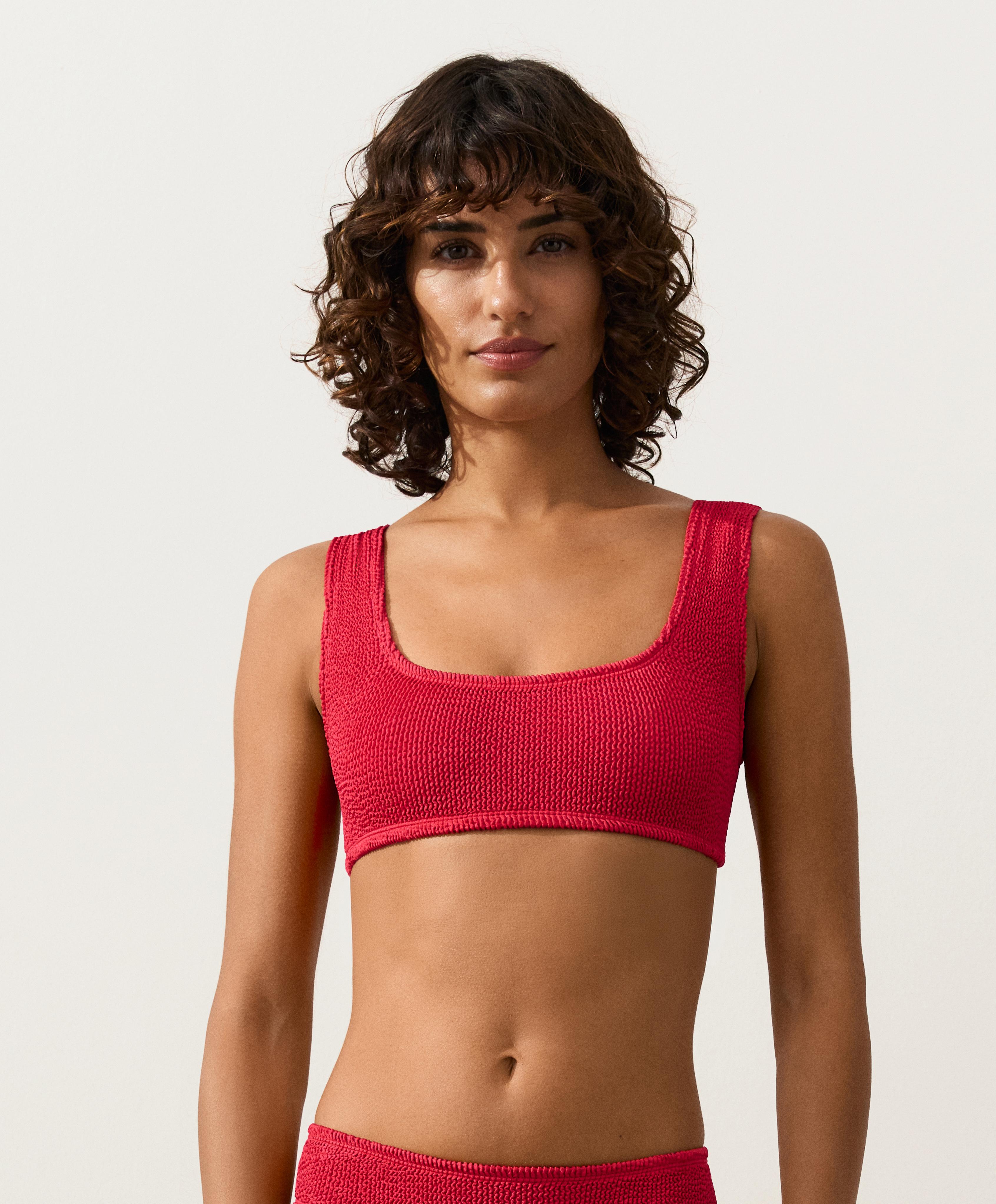 Crinkle bikini top — GERANIUM RED