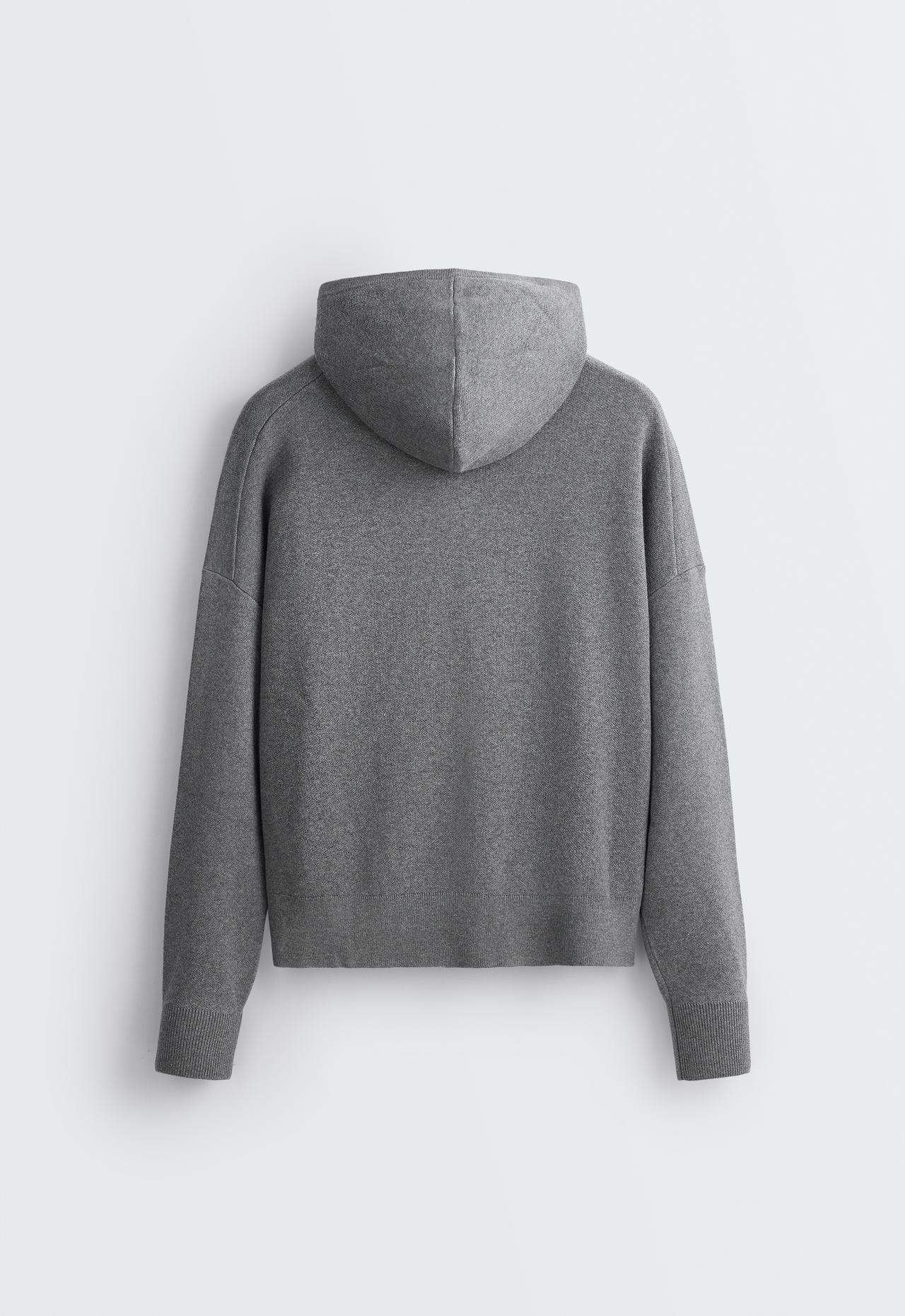 Cotton-blend knit hoodie — MOTTLED GREY MELANGE