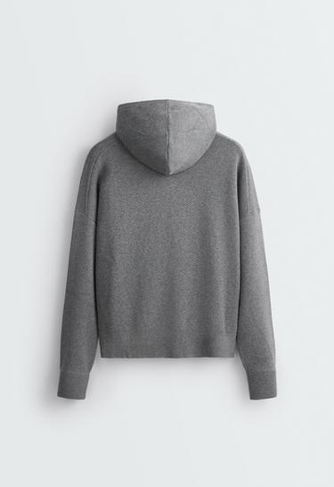 Cotton-blend knit hoodie — MOTTLED GREY MELANGE 7