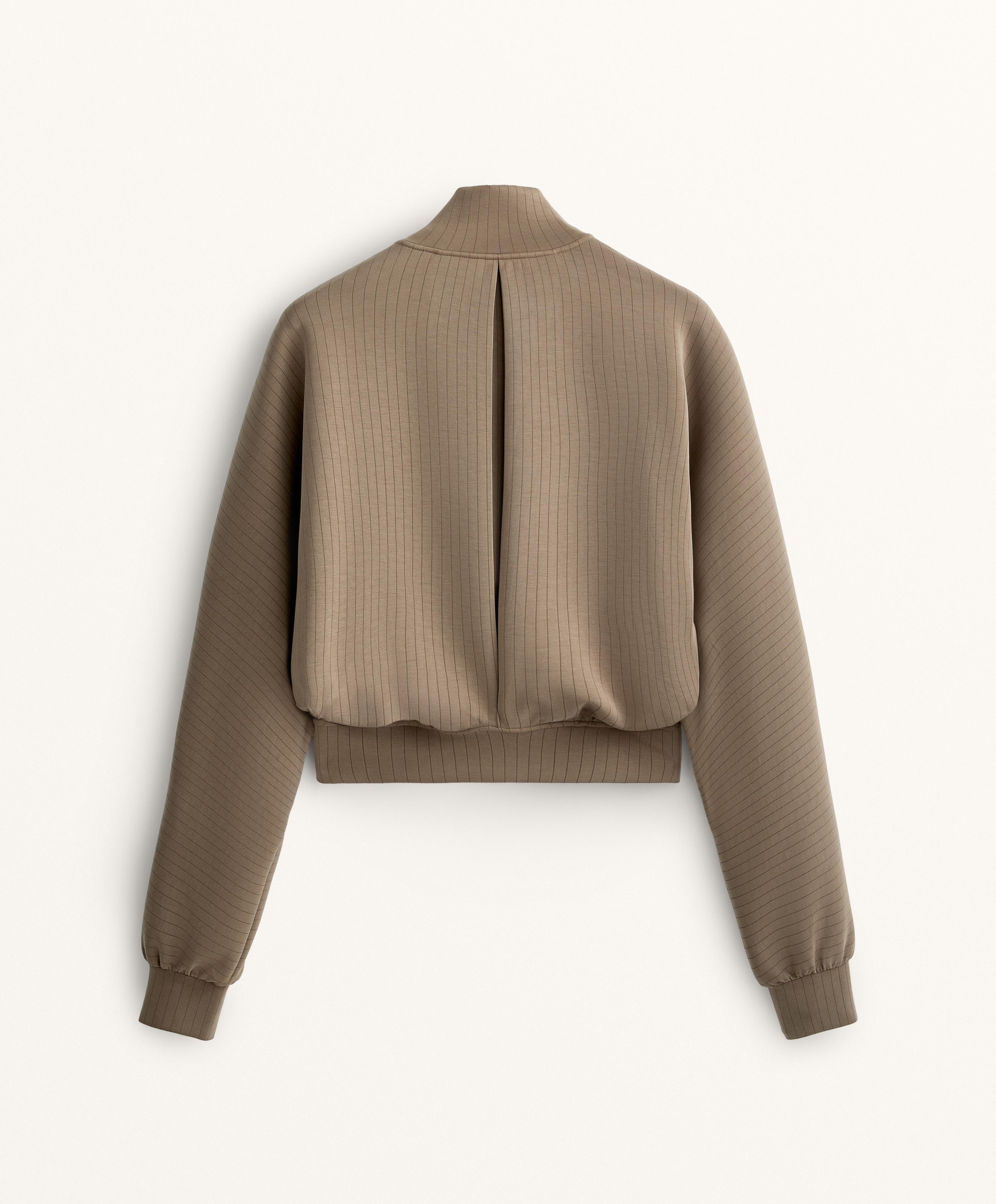Striped high neck jacket with soft touch modal