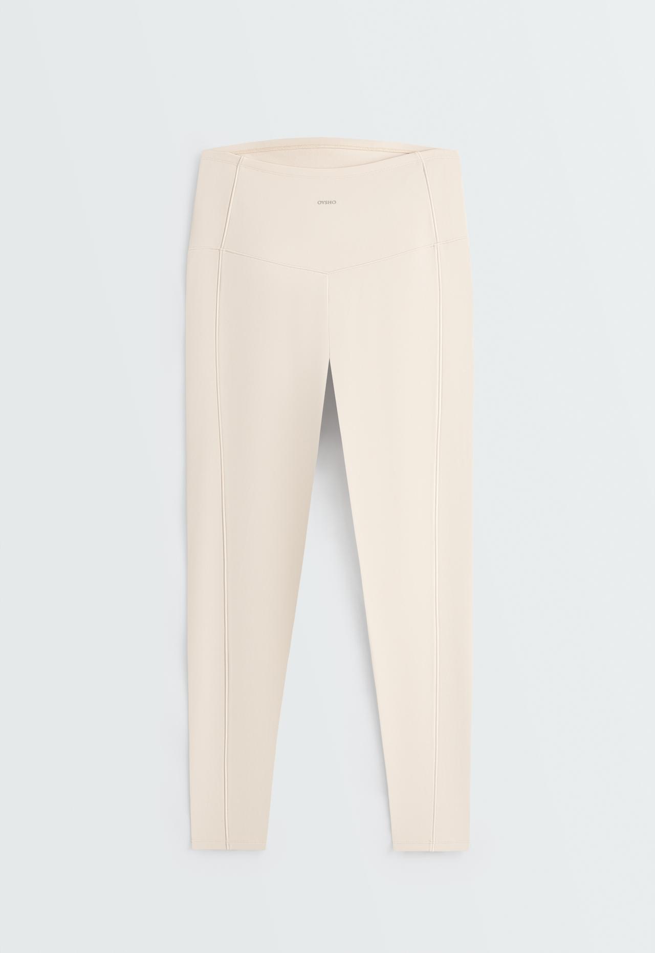 65cm Warm maternity leggings with zips — ECRU