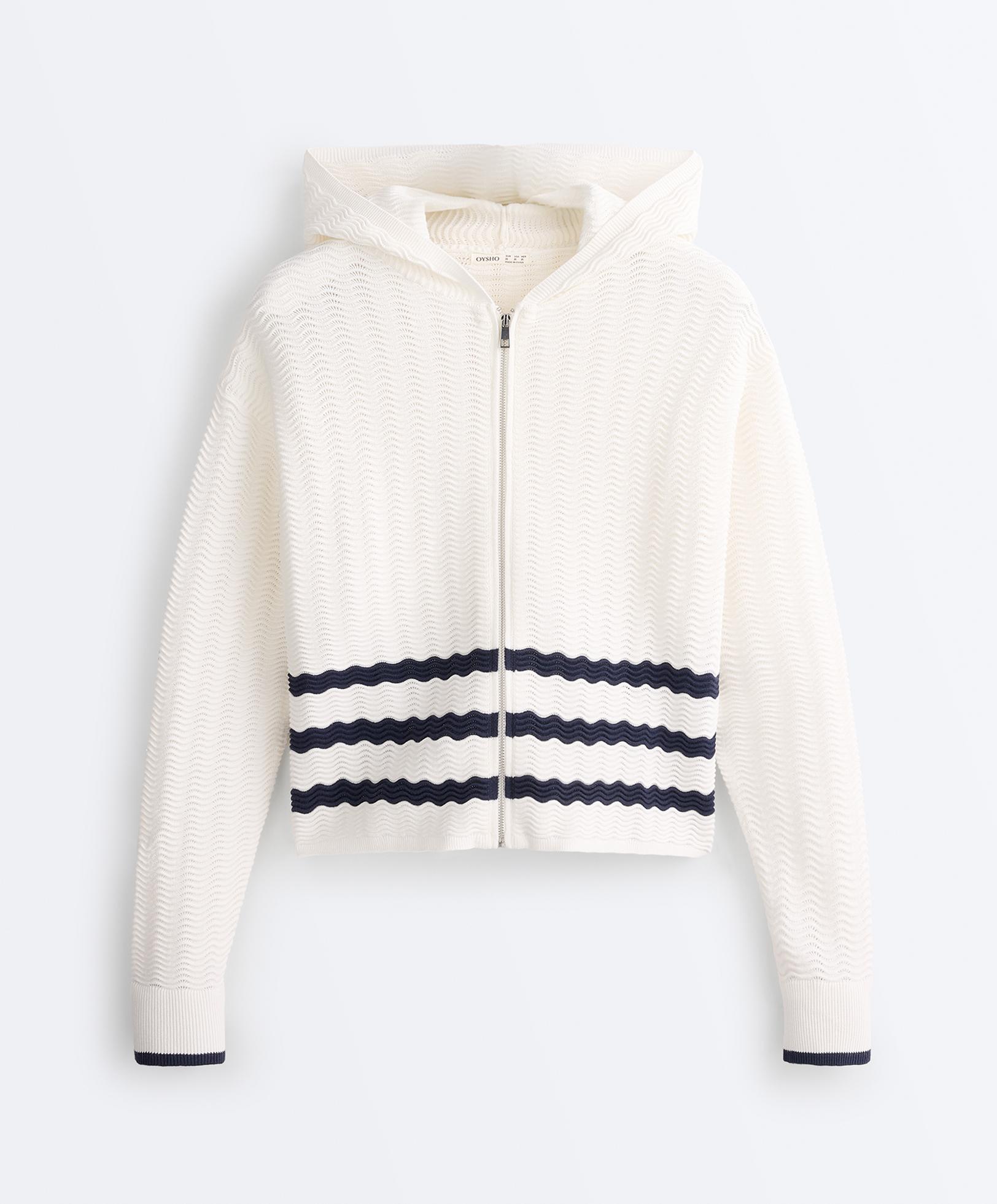 Wave knit hooded jacket — WHITE 