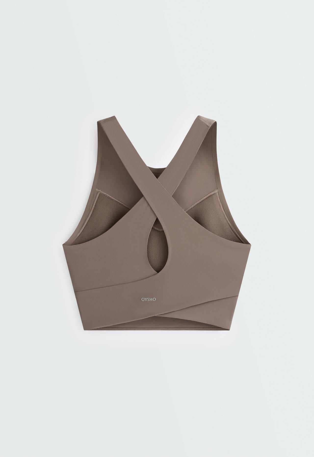 Light Touch crossover-back tank top — TAUPE                   