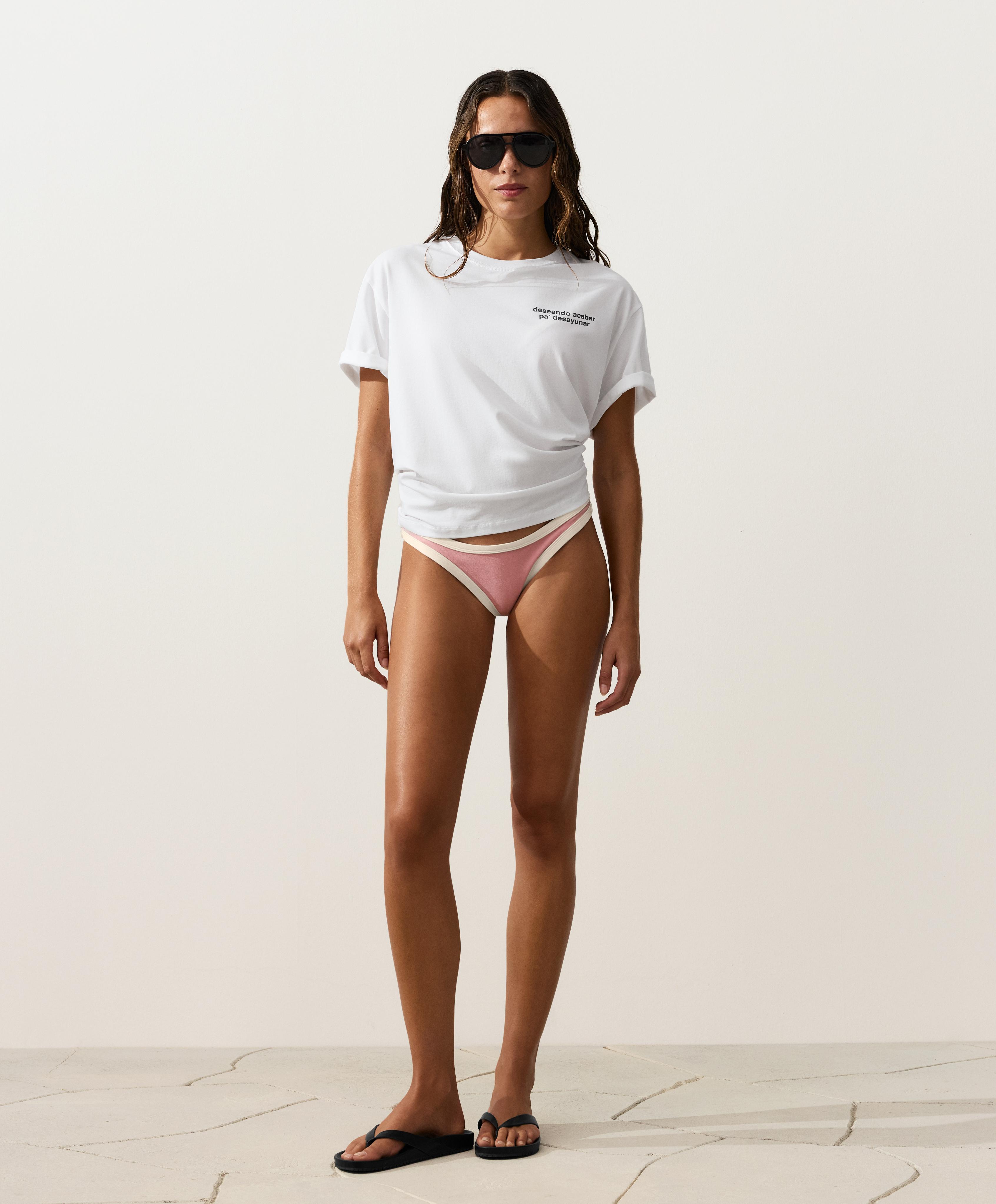 Contrast trim U-cut medium-coverage bikini briefs — PINK
