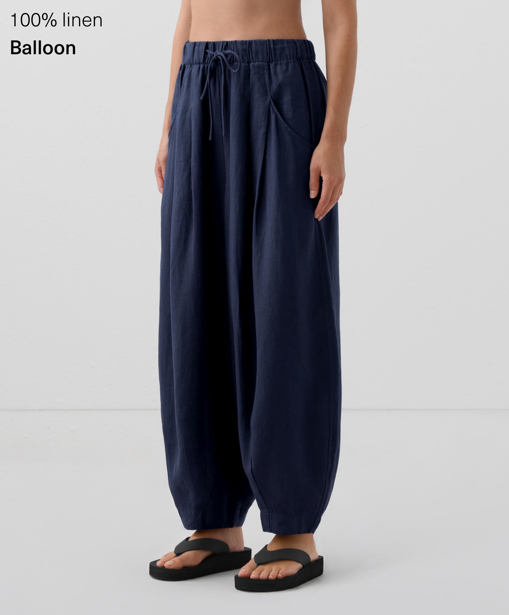 100% Linen balloon leg trousers