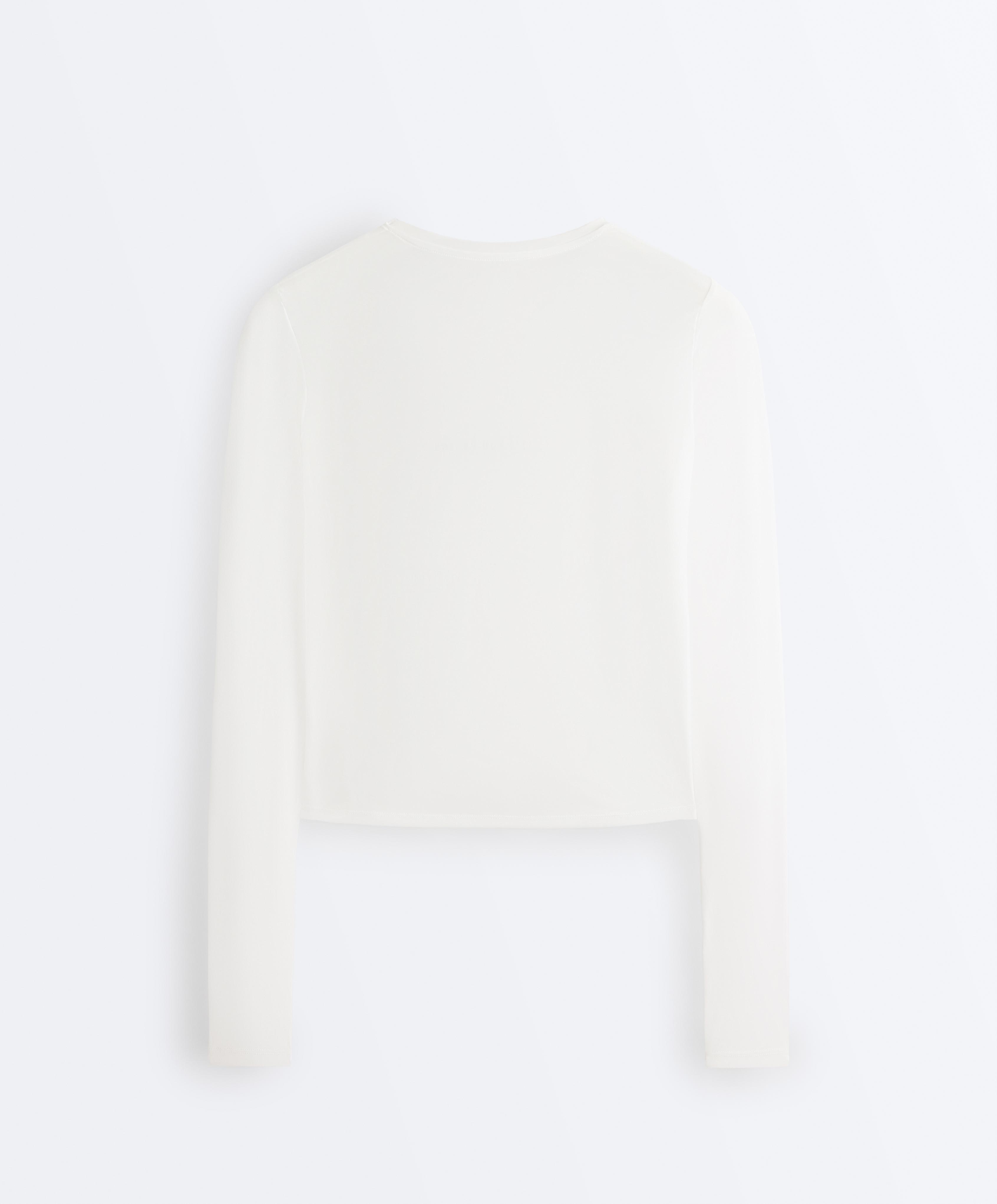 Long-sleeved technical T-shirt with text | OYSHO România