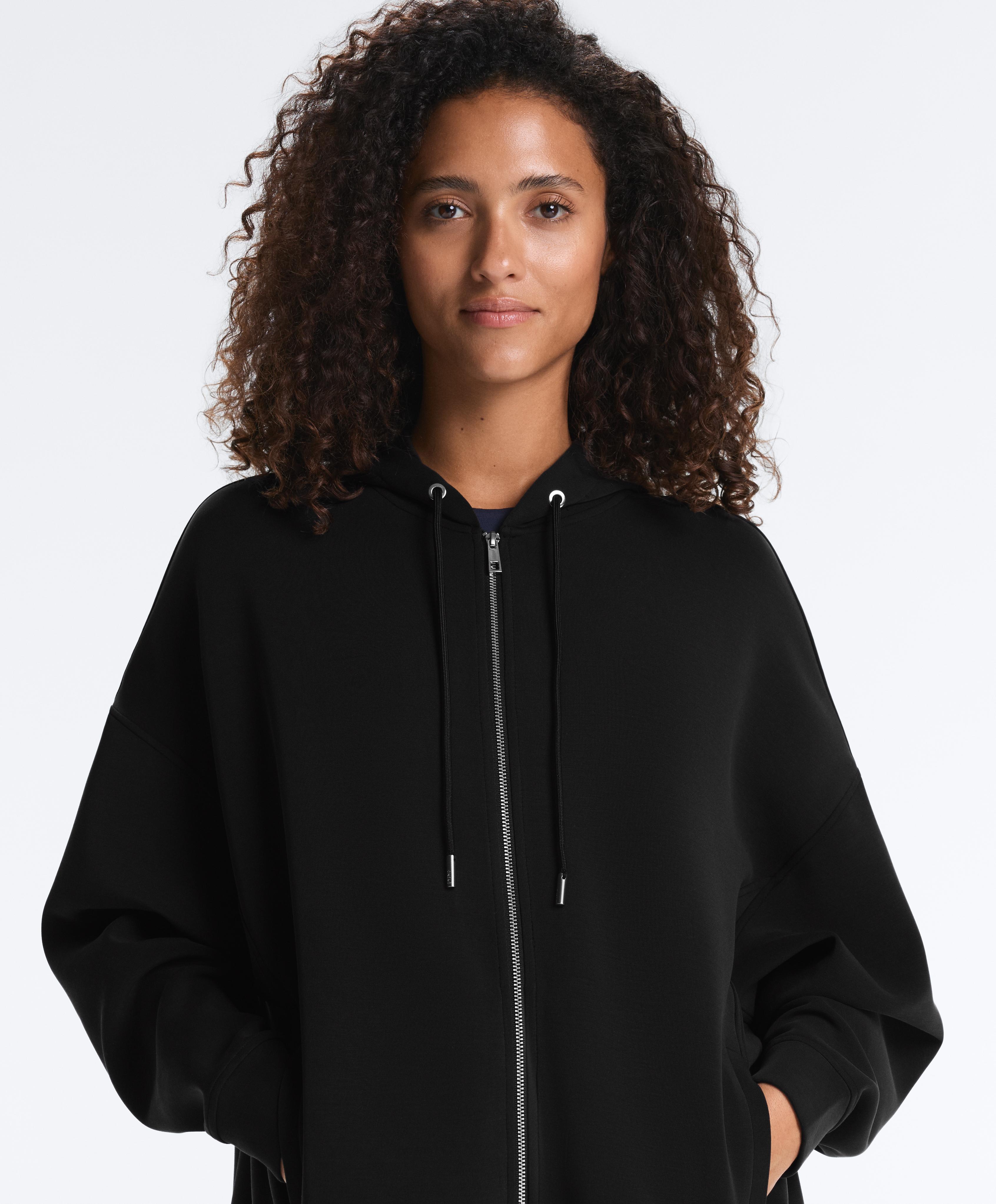 Long soft touch jacket with modal — BLACK