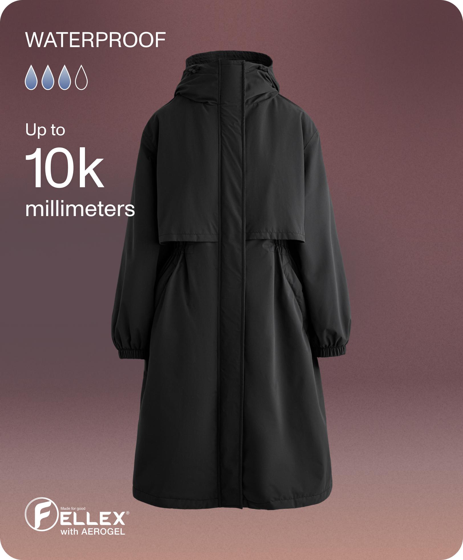 FELLEX® AEROGEL 10K waterproof long padded jacket — BLACK