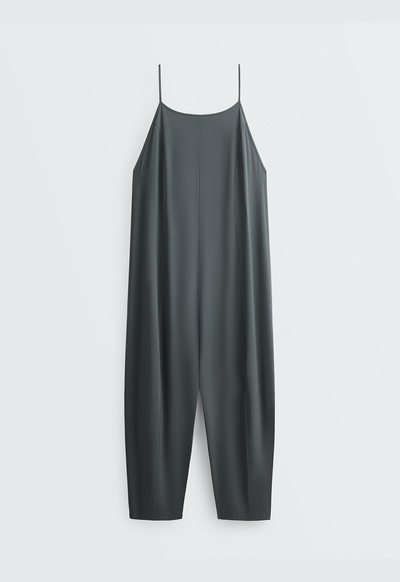 Light Touch wide long jumpsuit — STEEL GREY