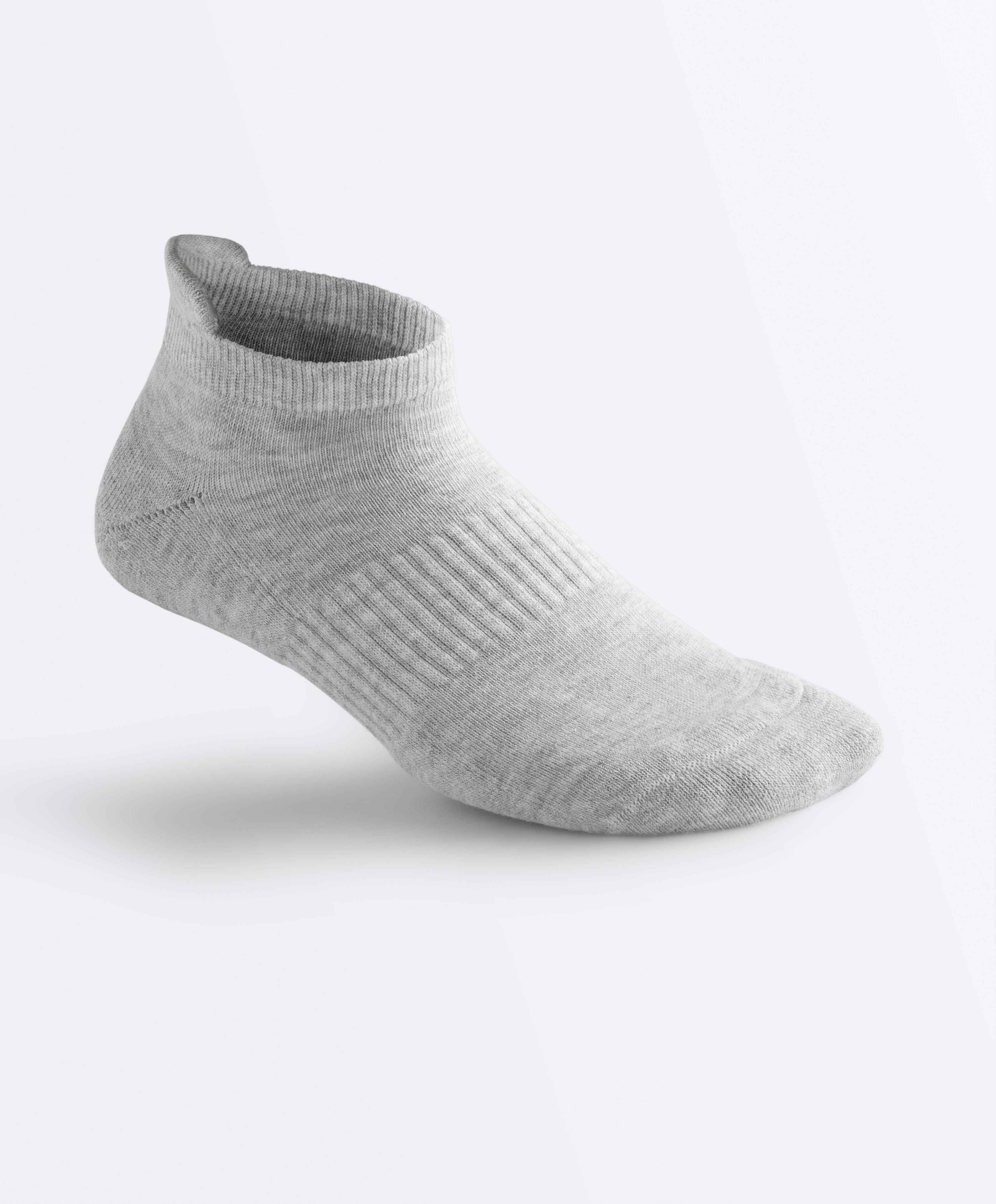 3 pairs of tab cotton blend sports sneaker socks — PALE GREY MELANGE