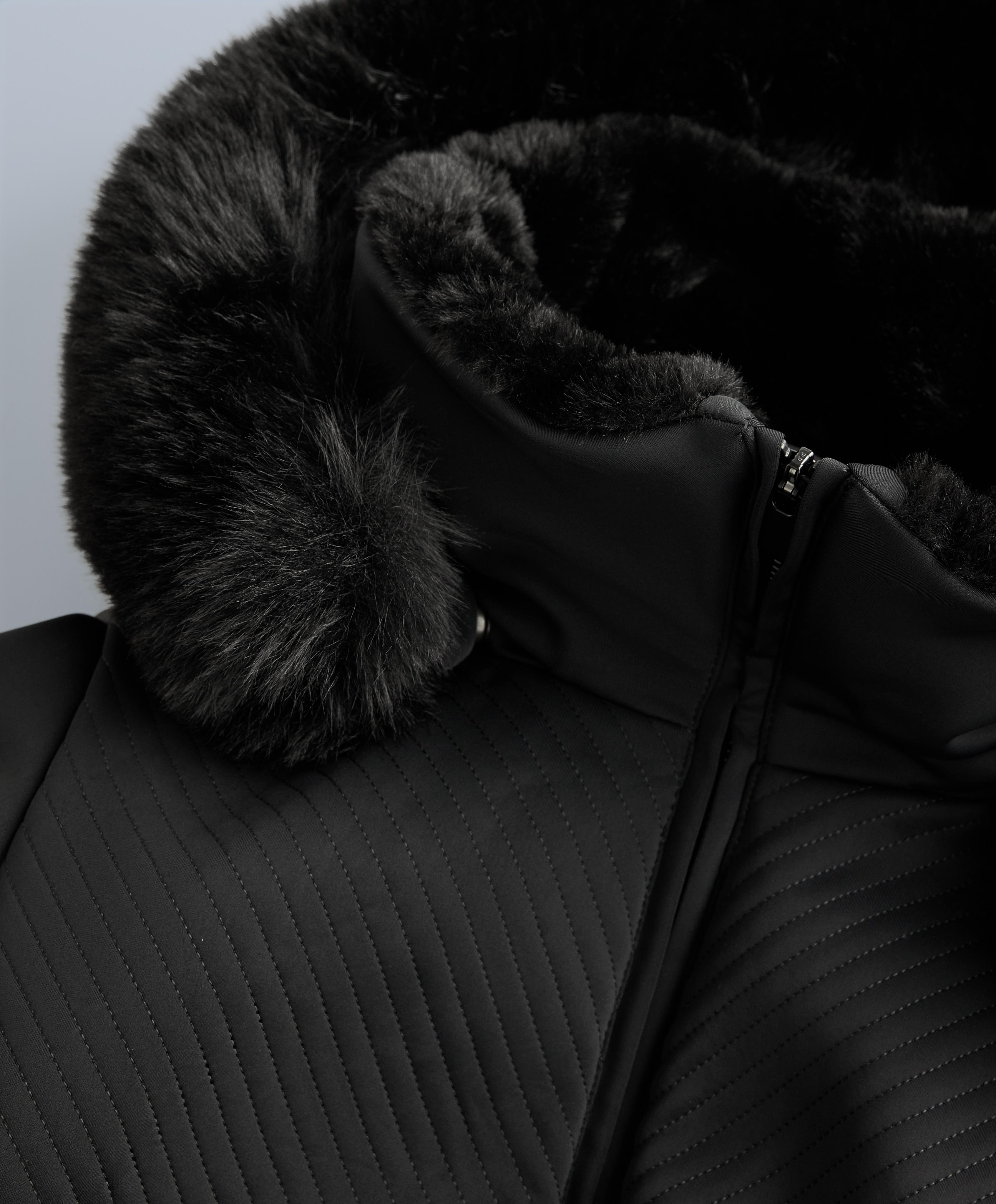 Water-resistant fitted stretch SKI jumpsuit — BLACK
