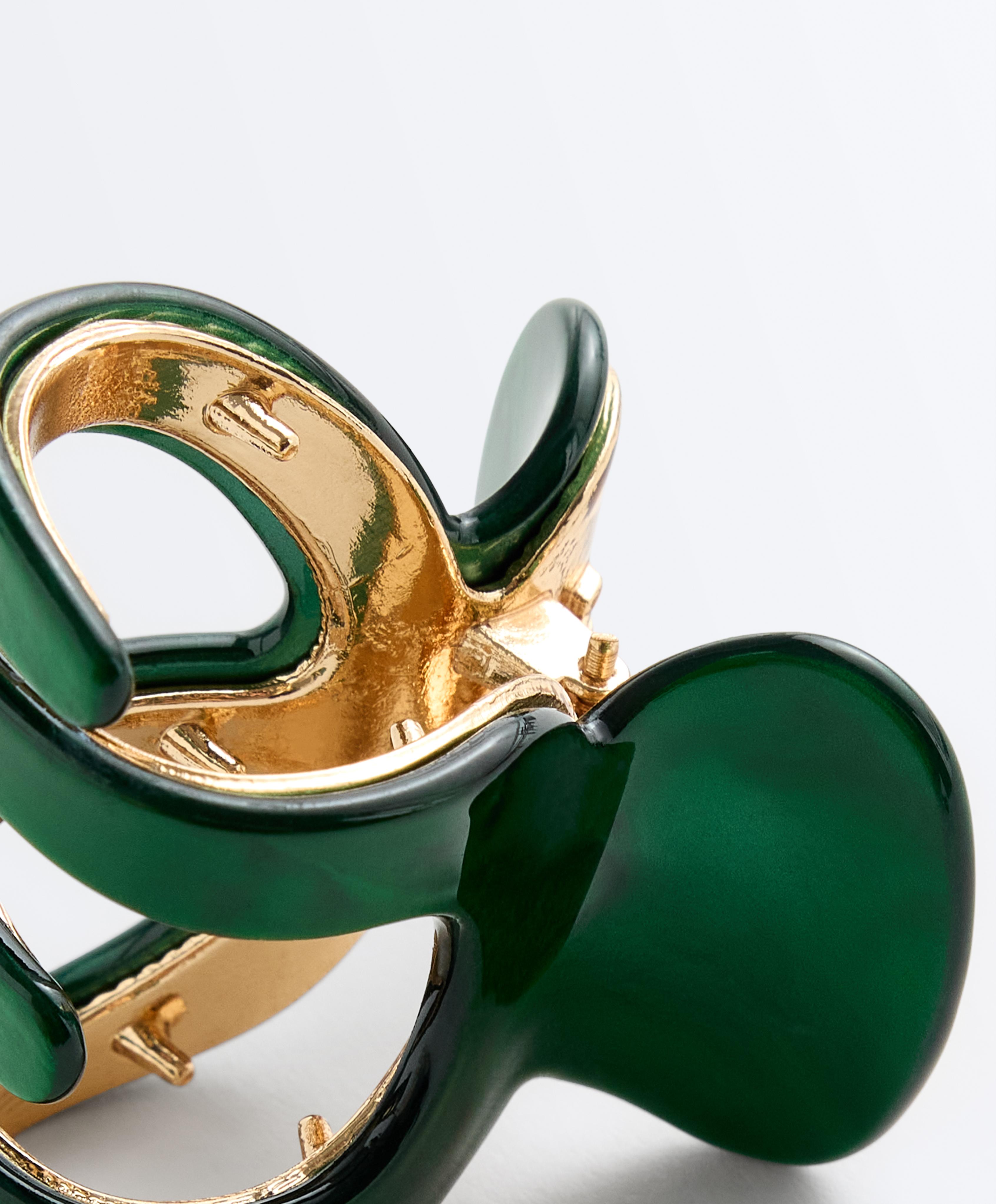Medium metallic hair clip — DARK EMERALD