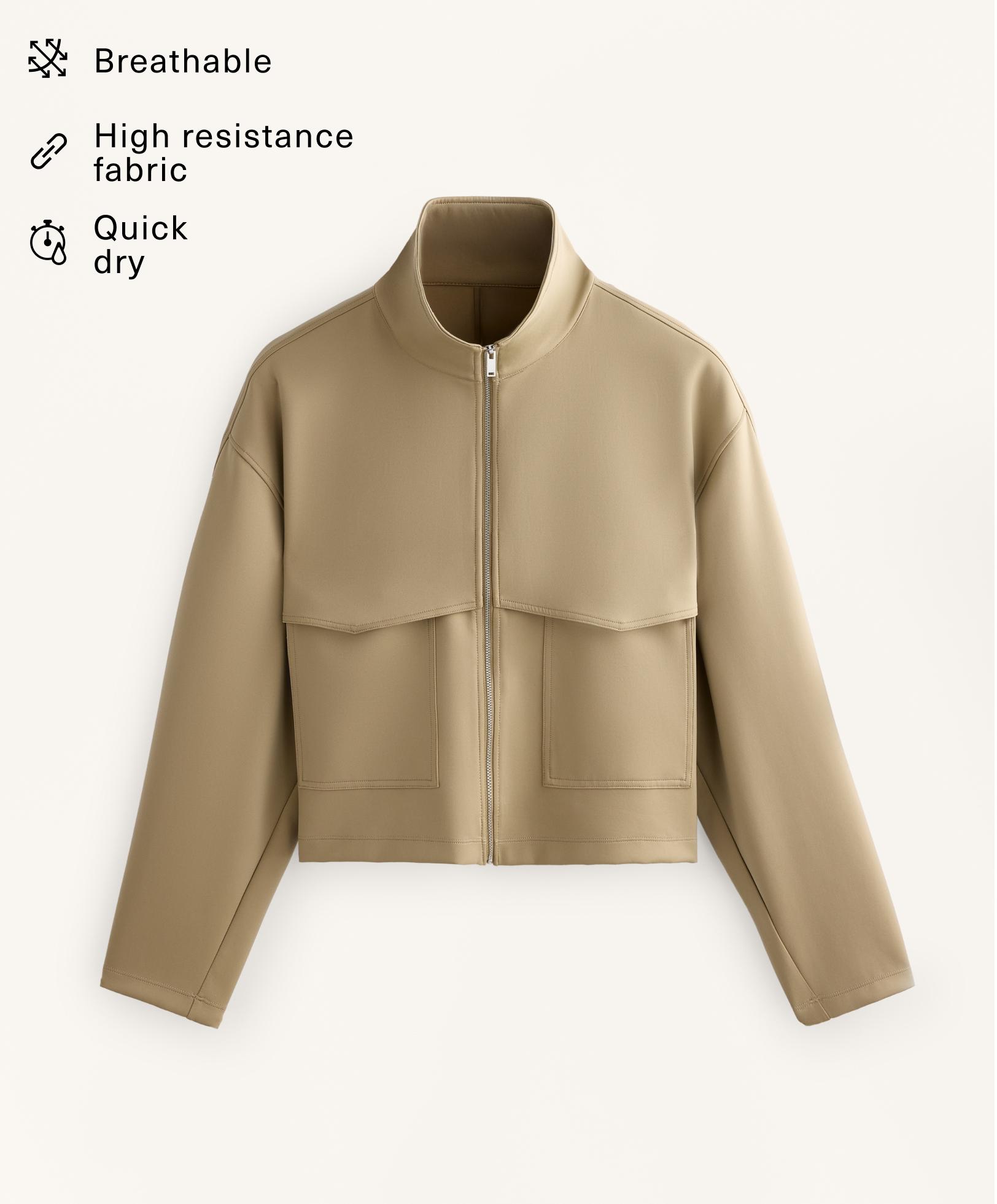 Boxy jasje met neopreen-effect