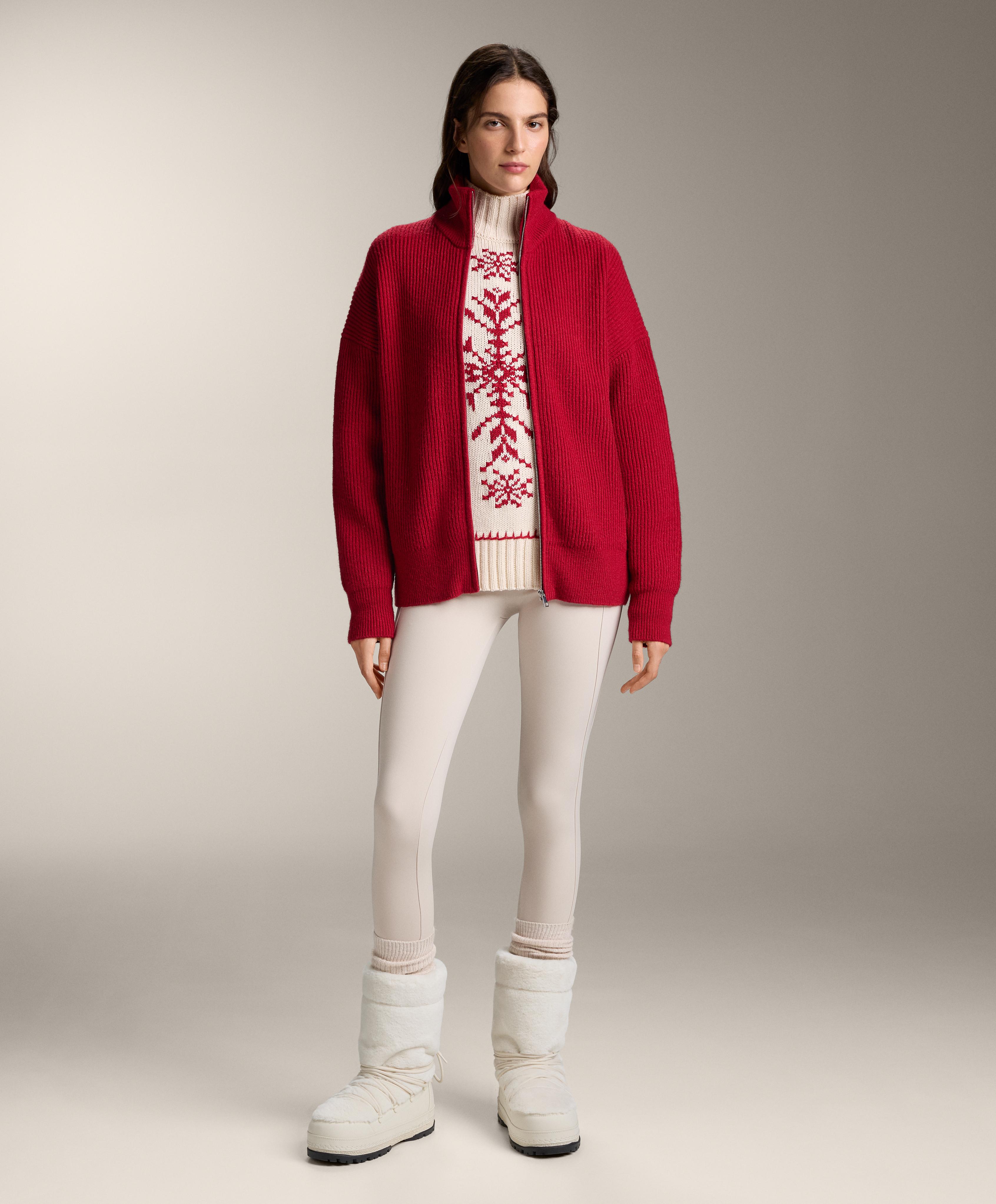 Long rib-knit jacket — RED
