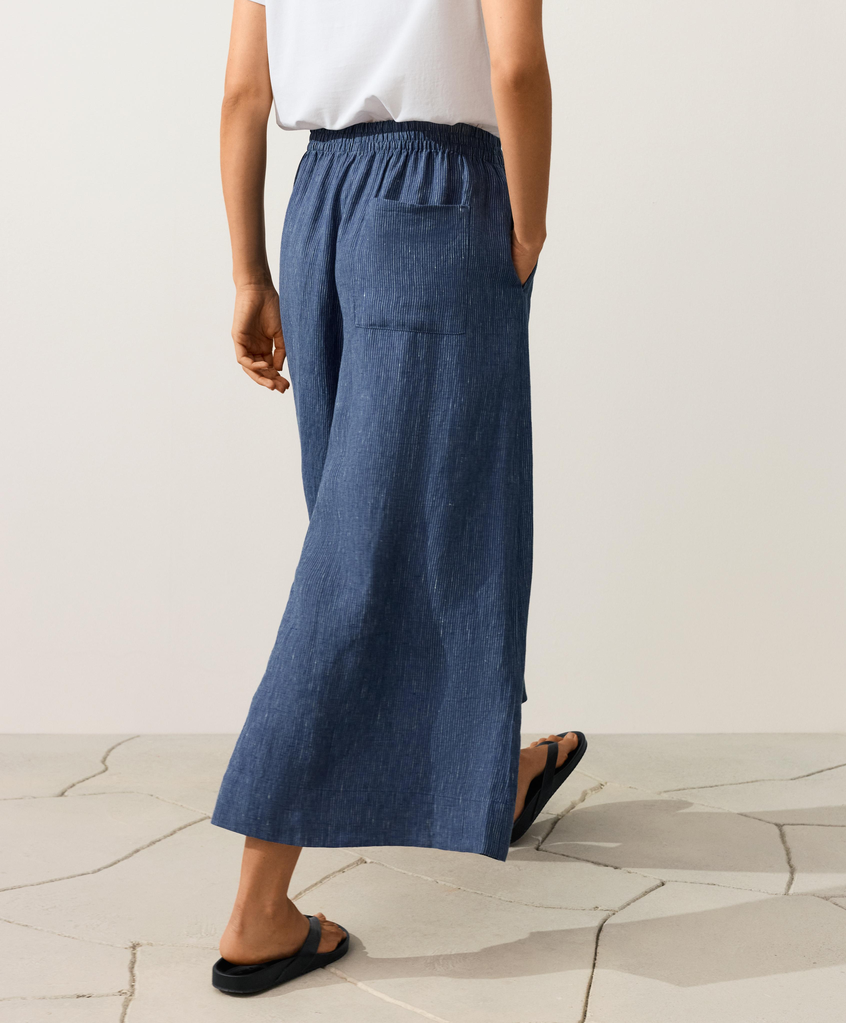 Super Wide Leg Hose in Crop-Länge aus 100 % Leinen