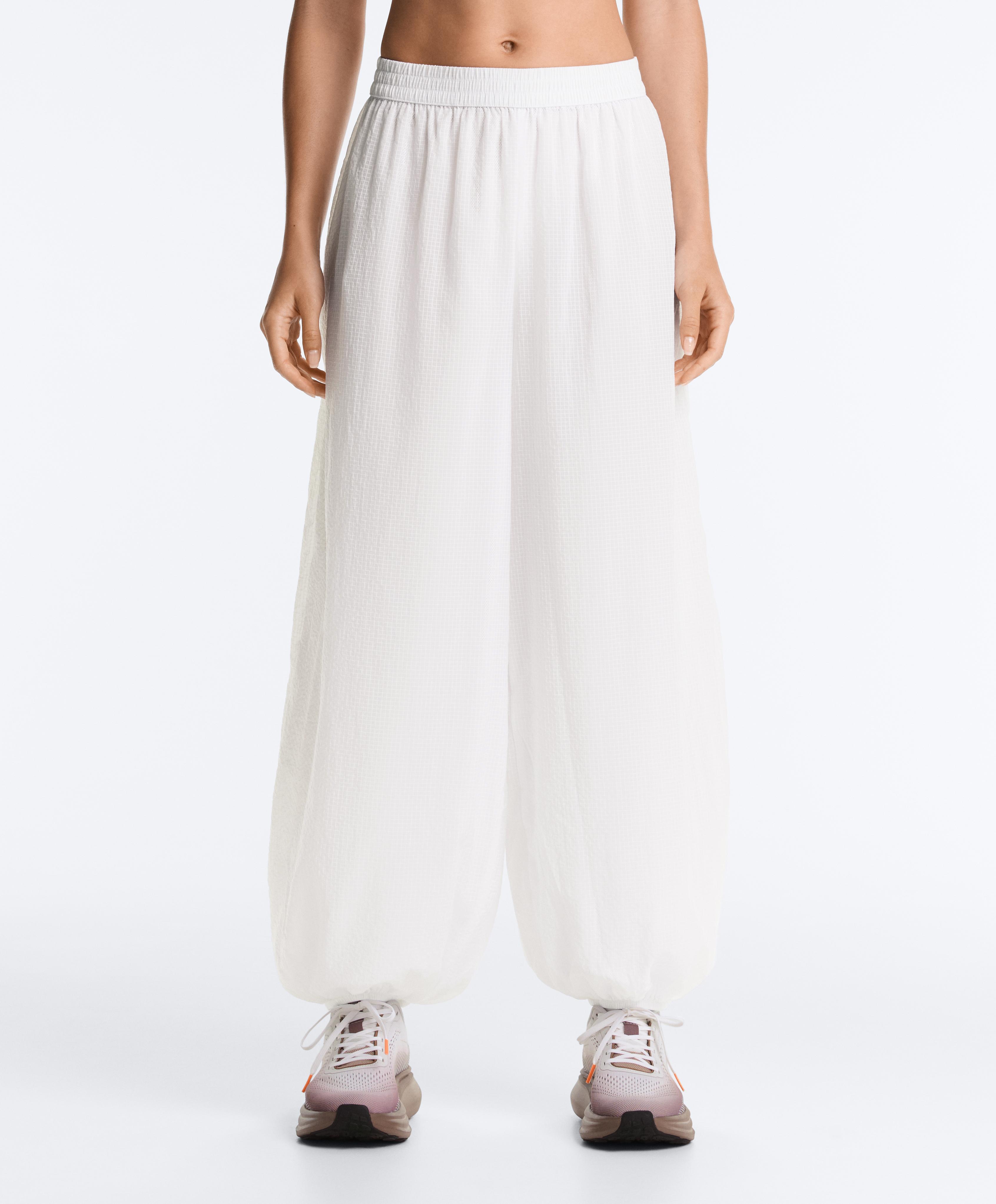 Checked technical bloomer trousers — WHITE