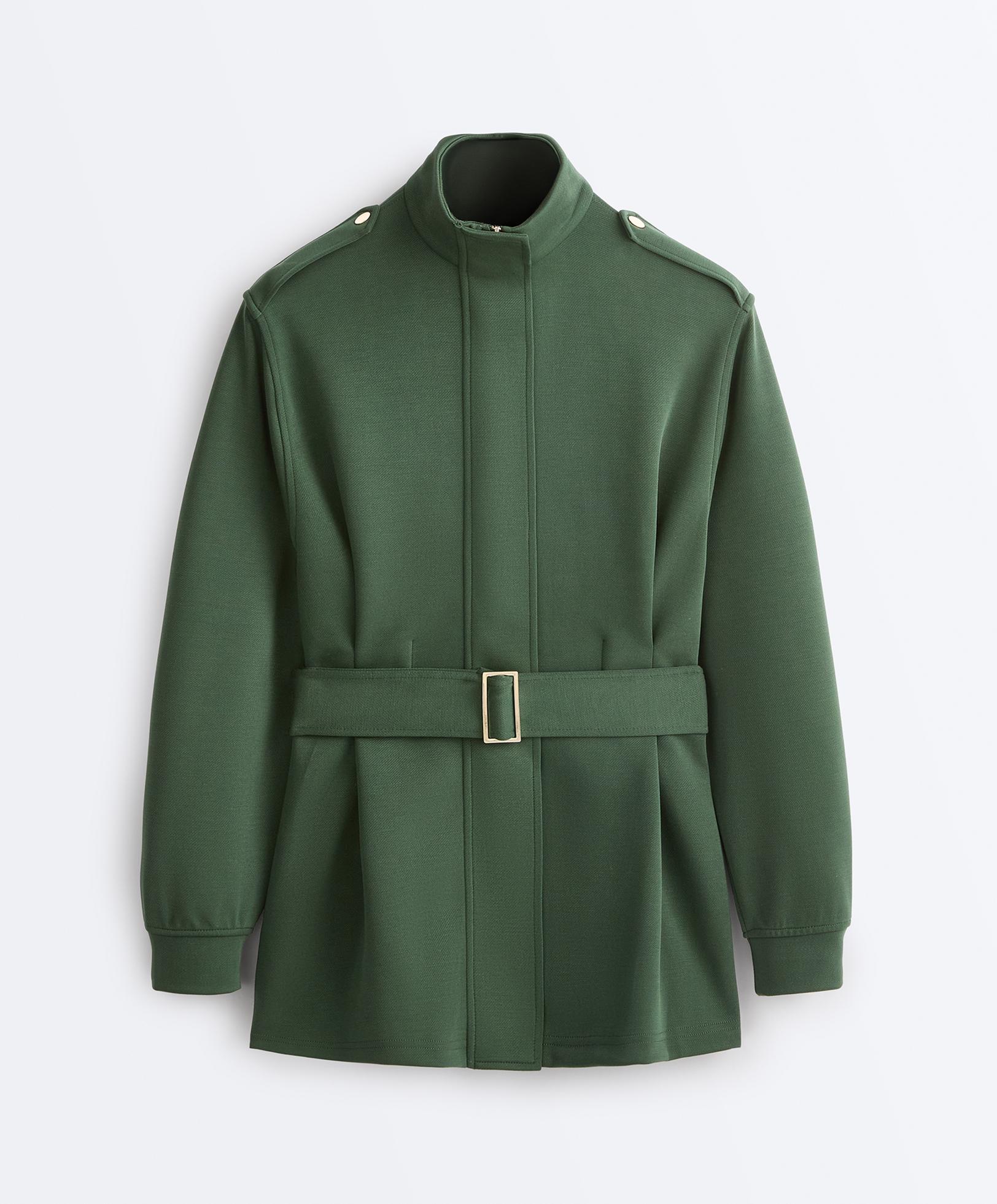 Long Utility jacket with twill belt — GREEN