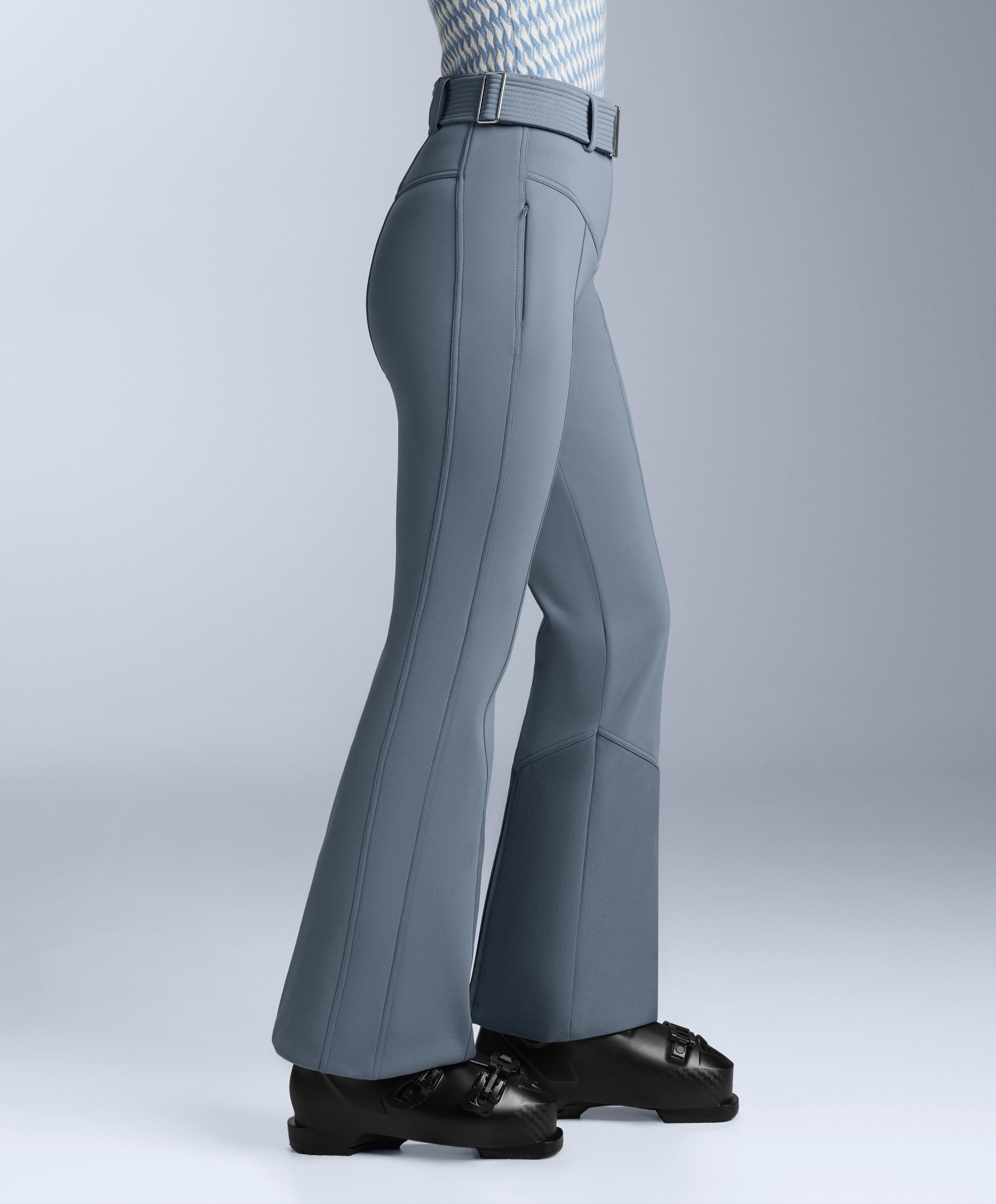 Water-resistant high-rise flare stretch SKI trousers — GREY-BLUE