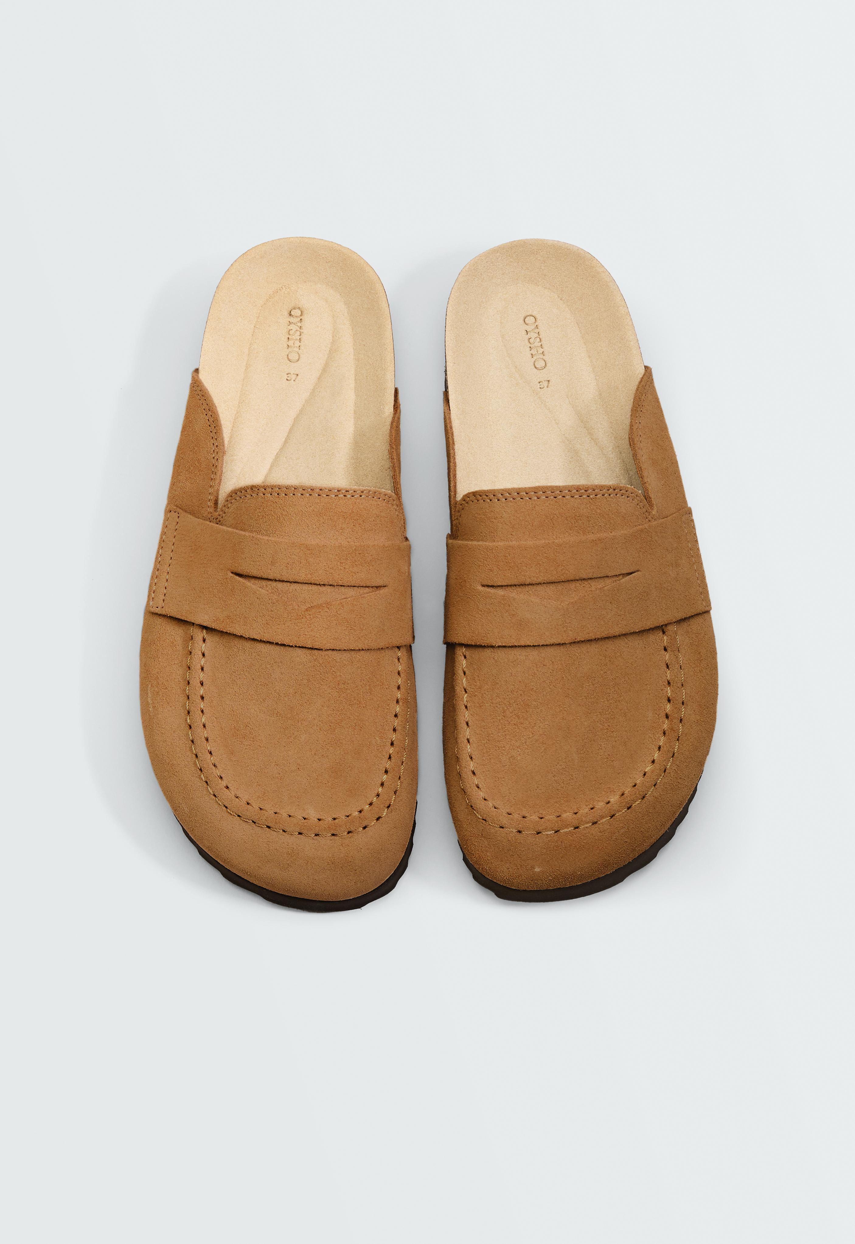 Split-leather mules