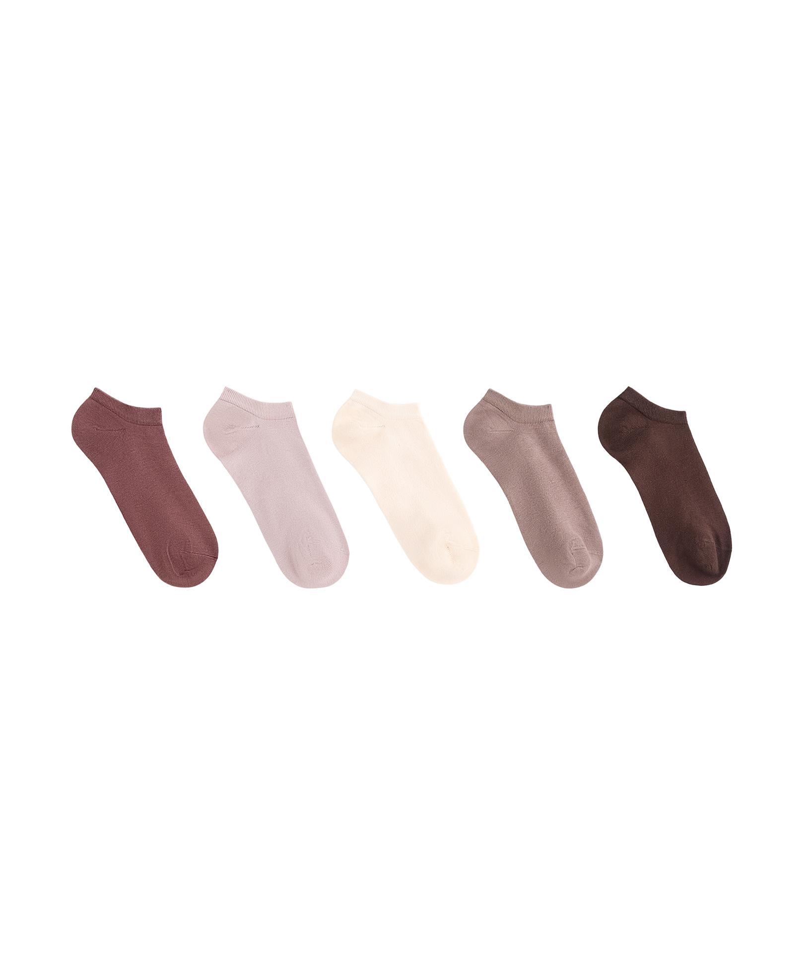 5 pairs of cotton blend sneaker socks — WASHED ROSE
