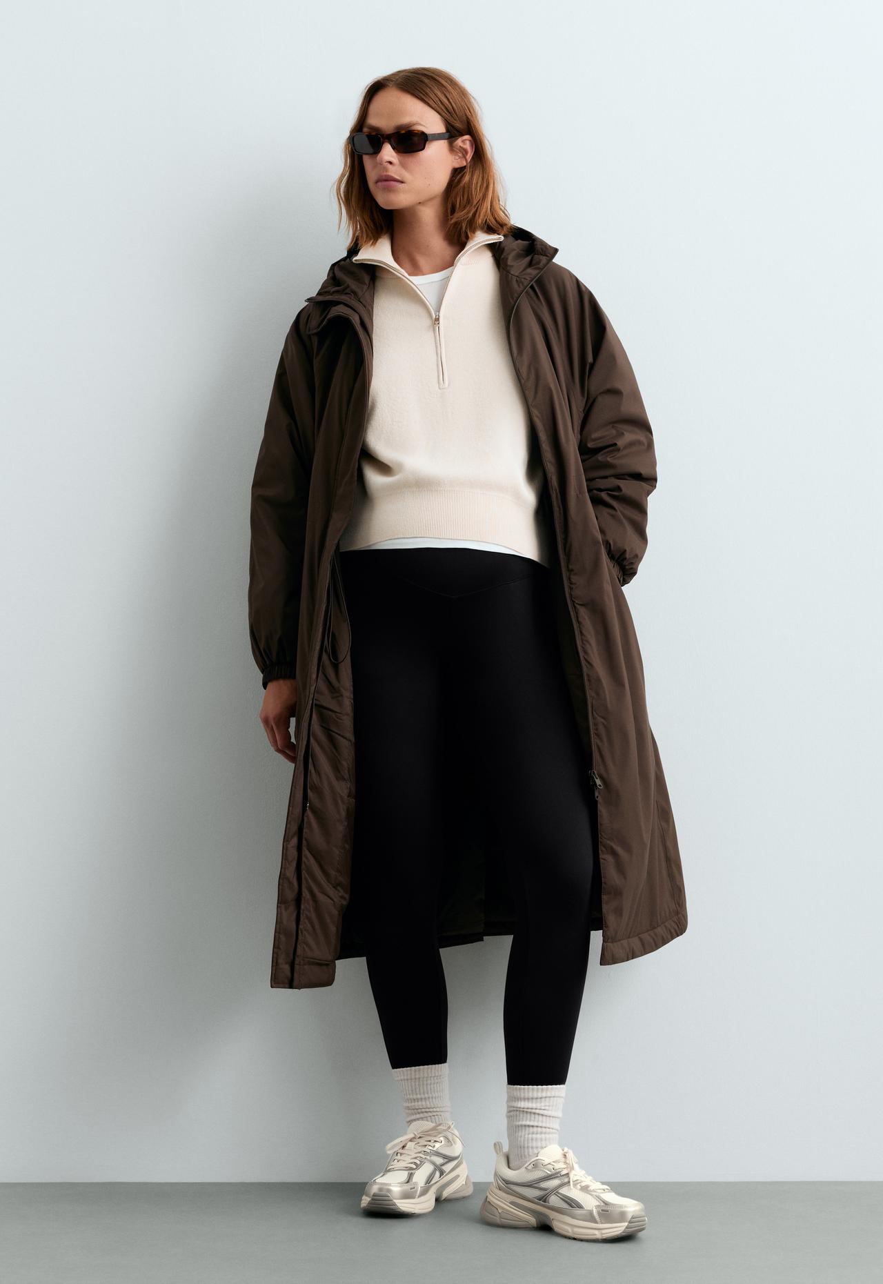 65cm Warm maternity leggings with zips — BLACK