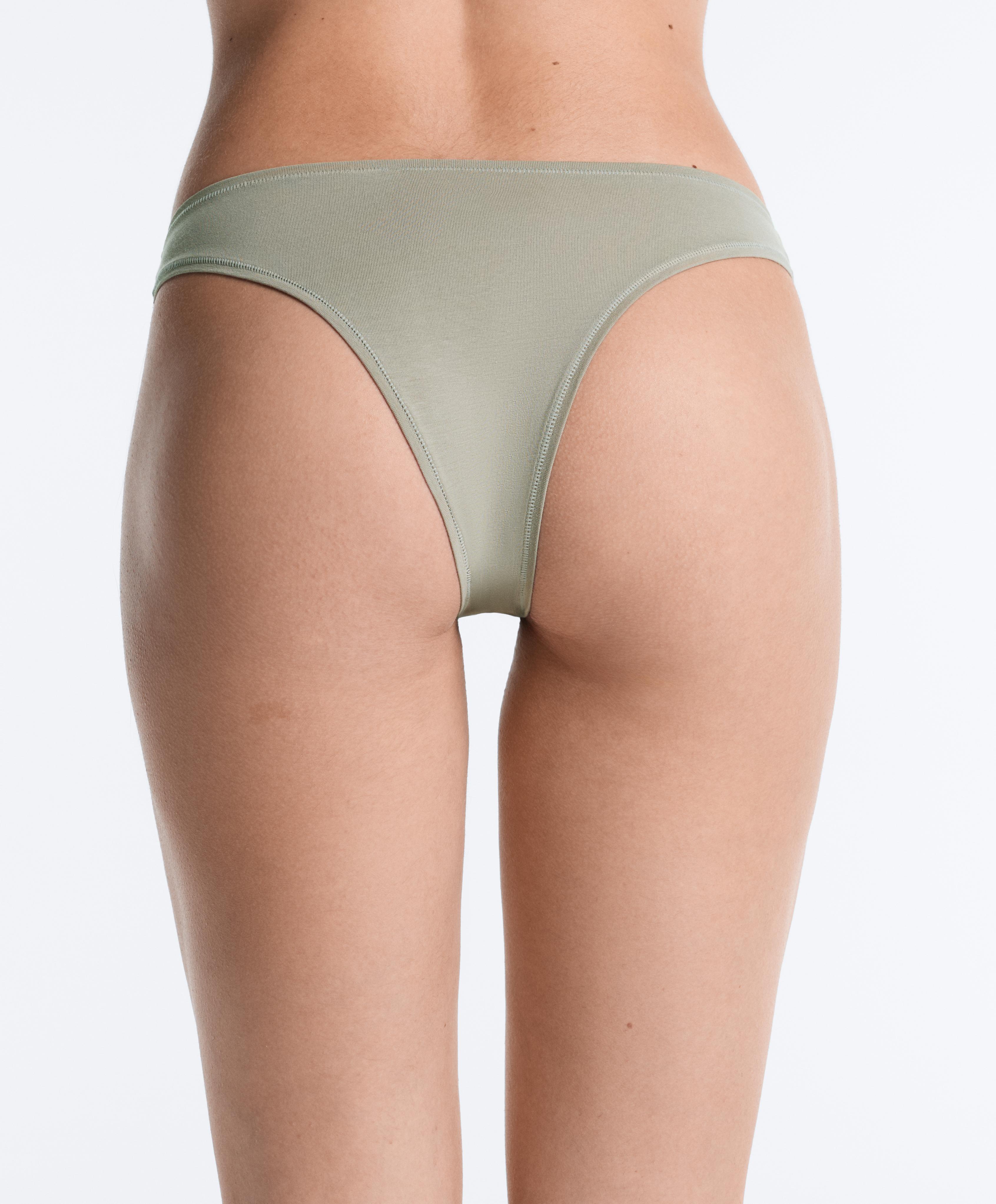 5 cotton blend Brazilian briefs — KHAKI